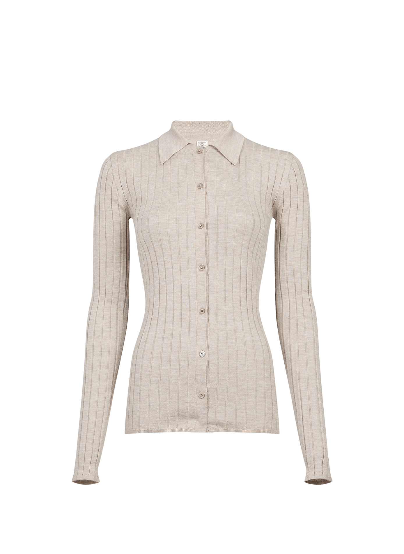 Chemise côtelée slim en cachemire et soie TOTEME Beige