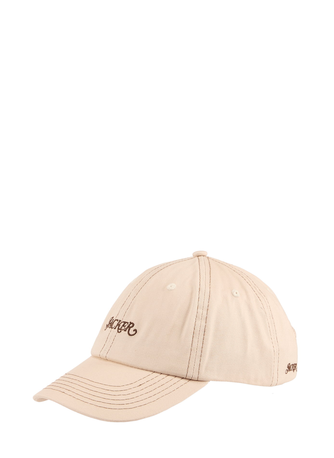 Cotton baseball cap with embroidered logo  JACKER. Beige
