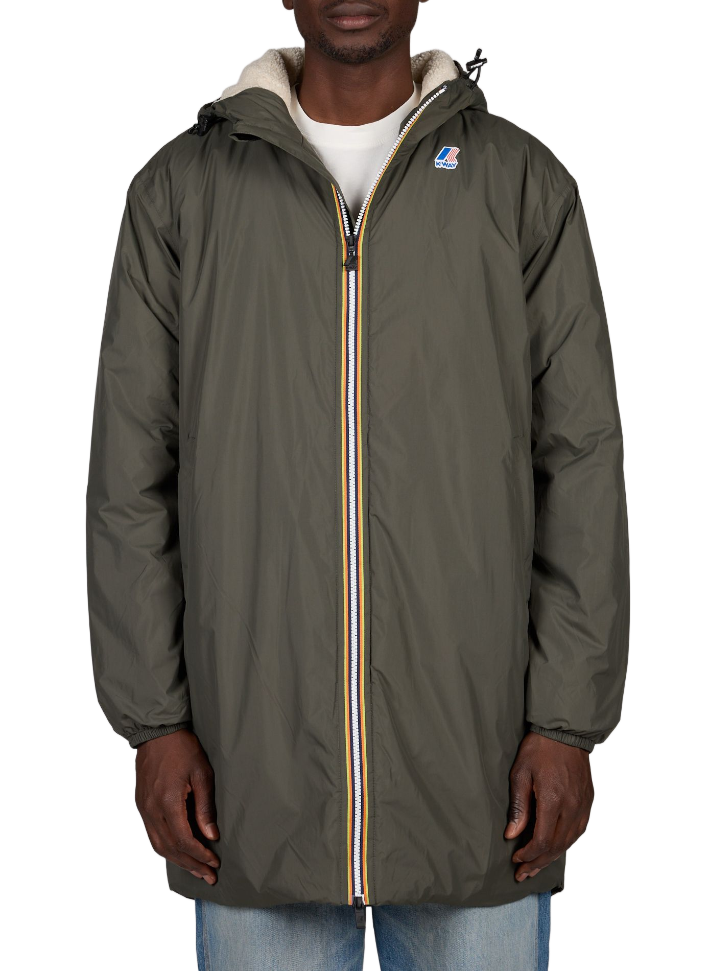 Mid-length hooded jacket K-WAY Green
