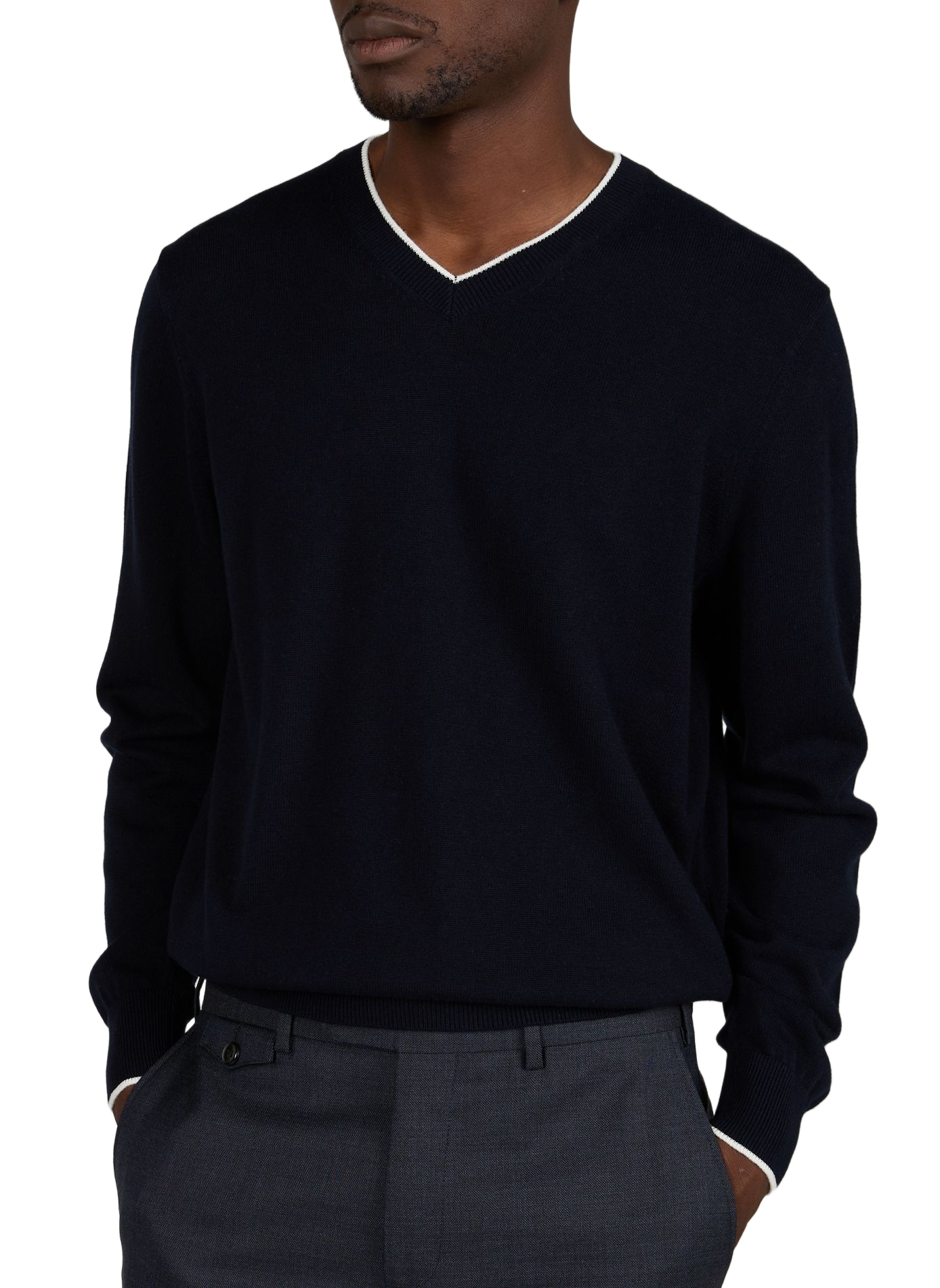 V-Ausschnitt-Pullover aus Baumwollmischung VAN LAACK Blau
