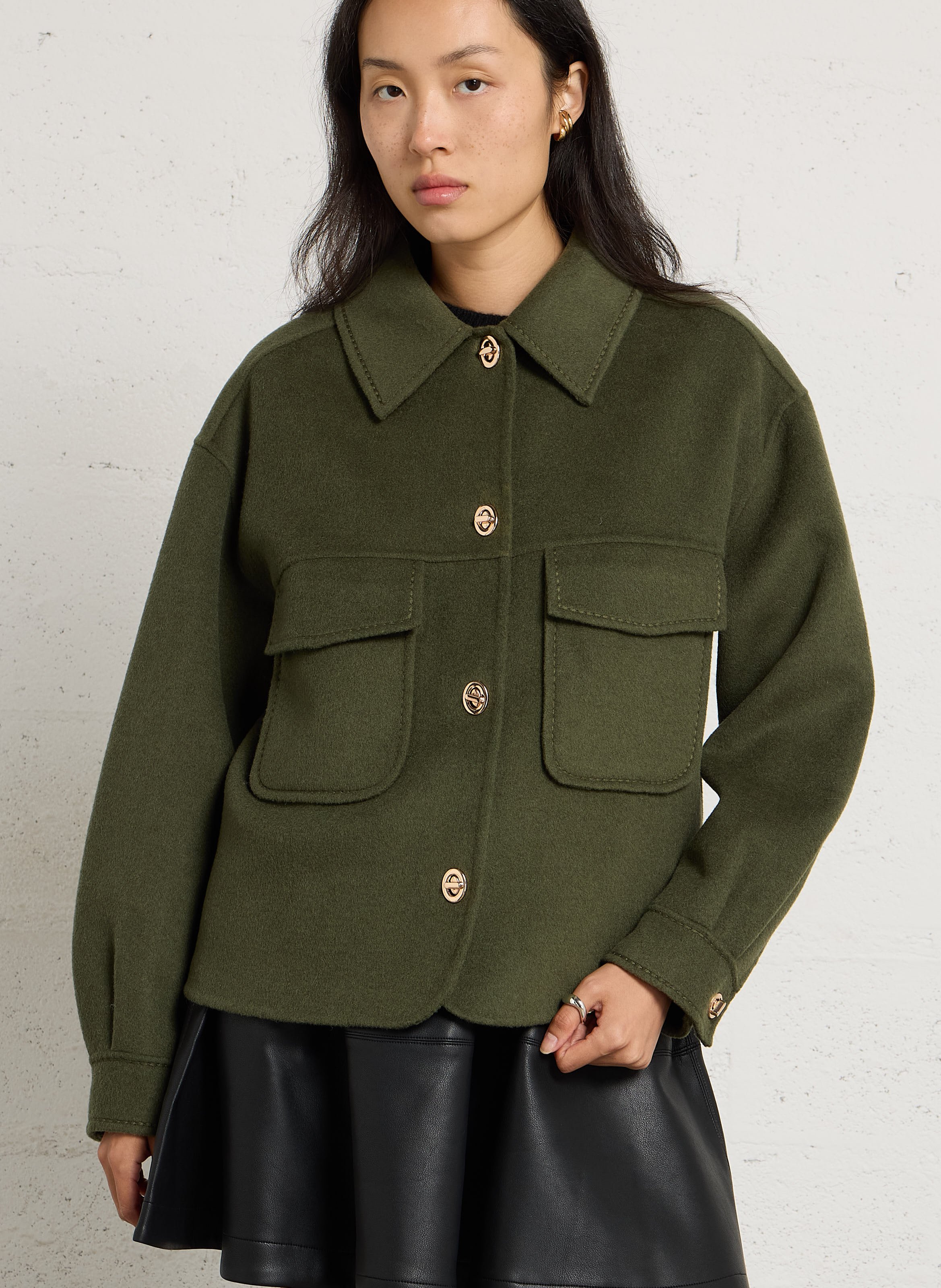 Veste droite à col classique en laine mélangée clea MAISON 123 Vert
