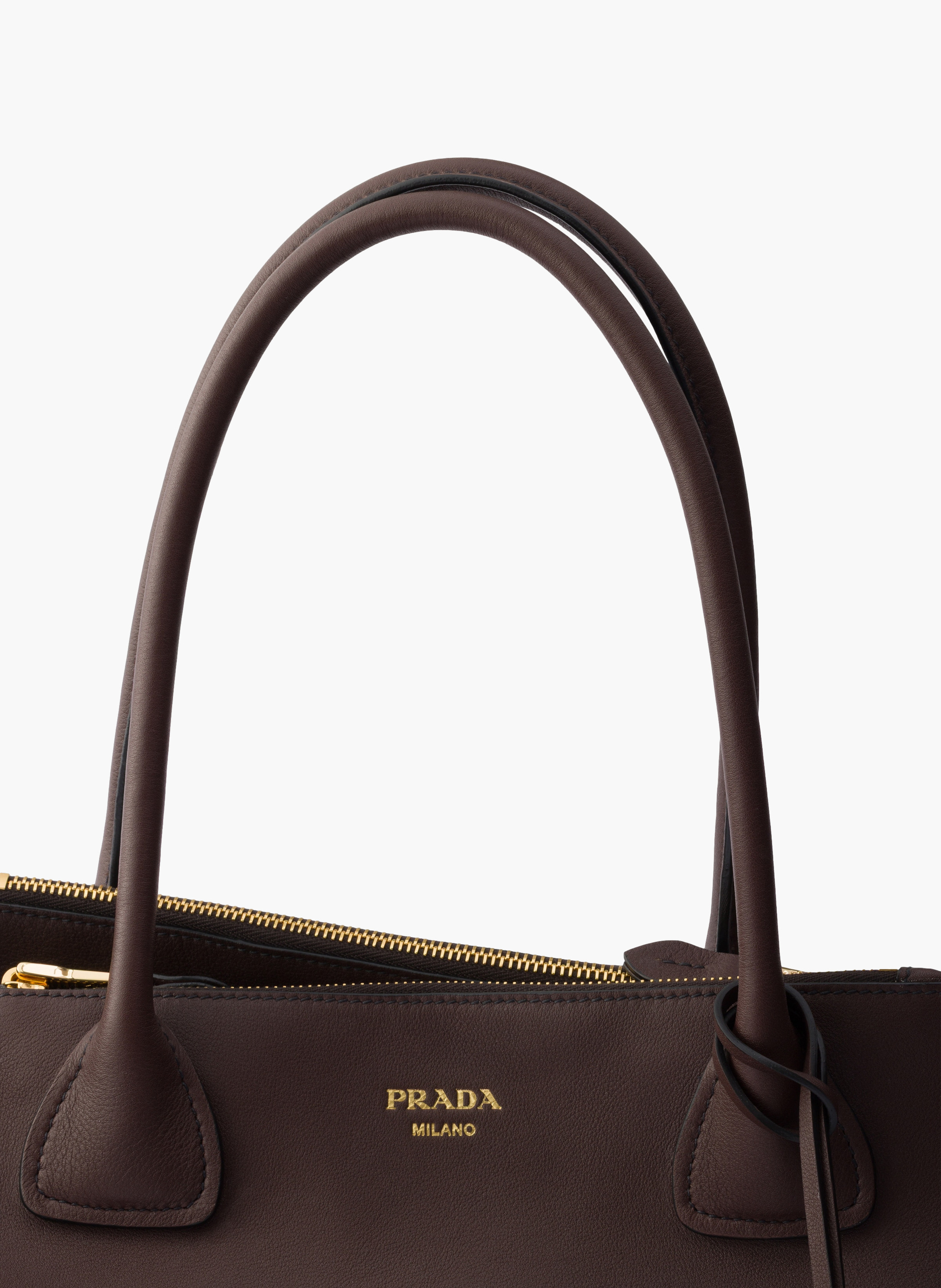 Grand cabas en cuir PRADA Marron