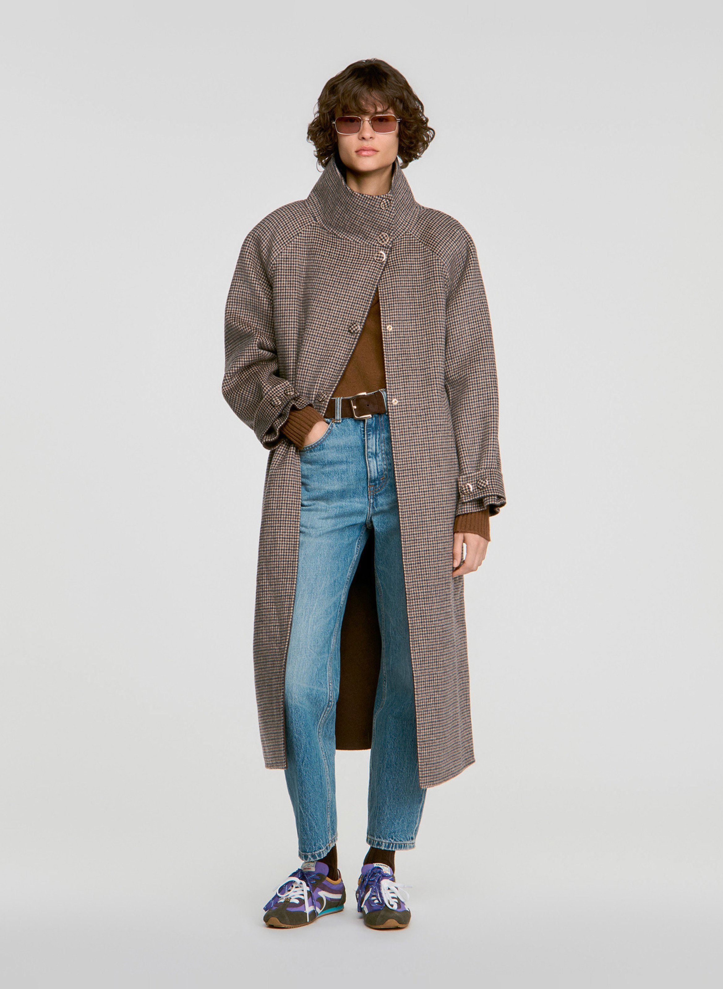 Manteau oversize en laine mélangée SANDRO Marron