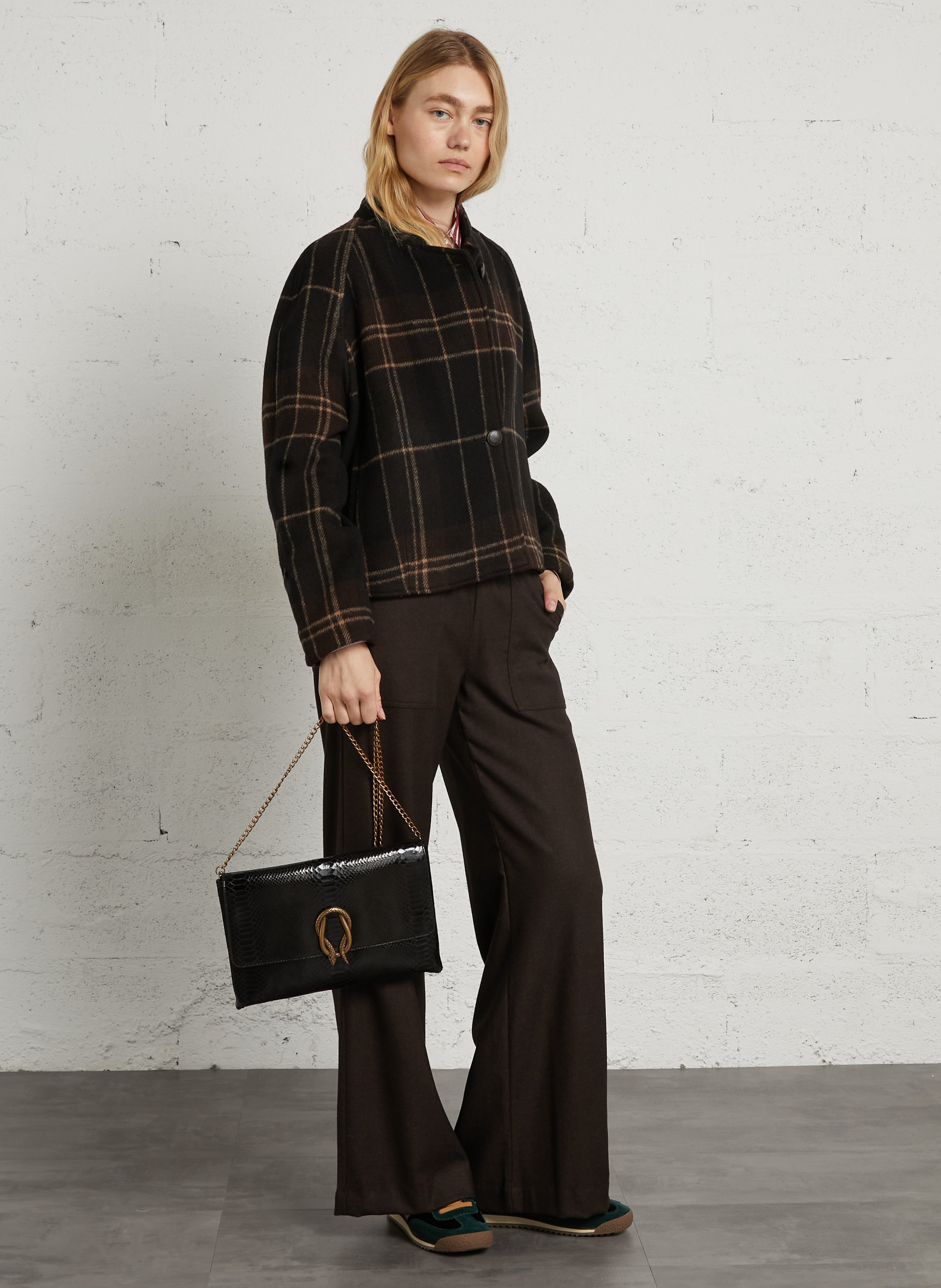 Pochette effet python en cuir leon MAISON 123 Noir