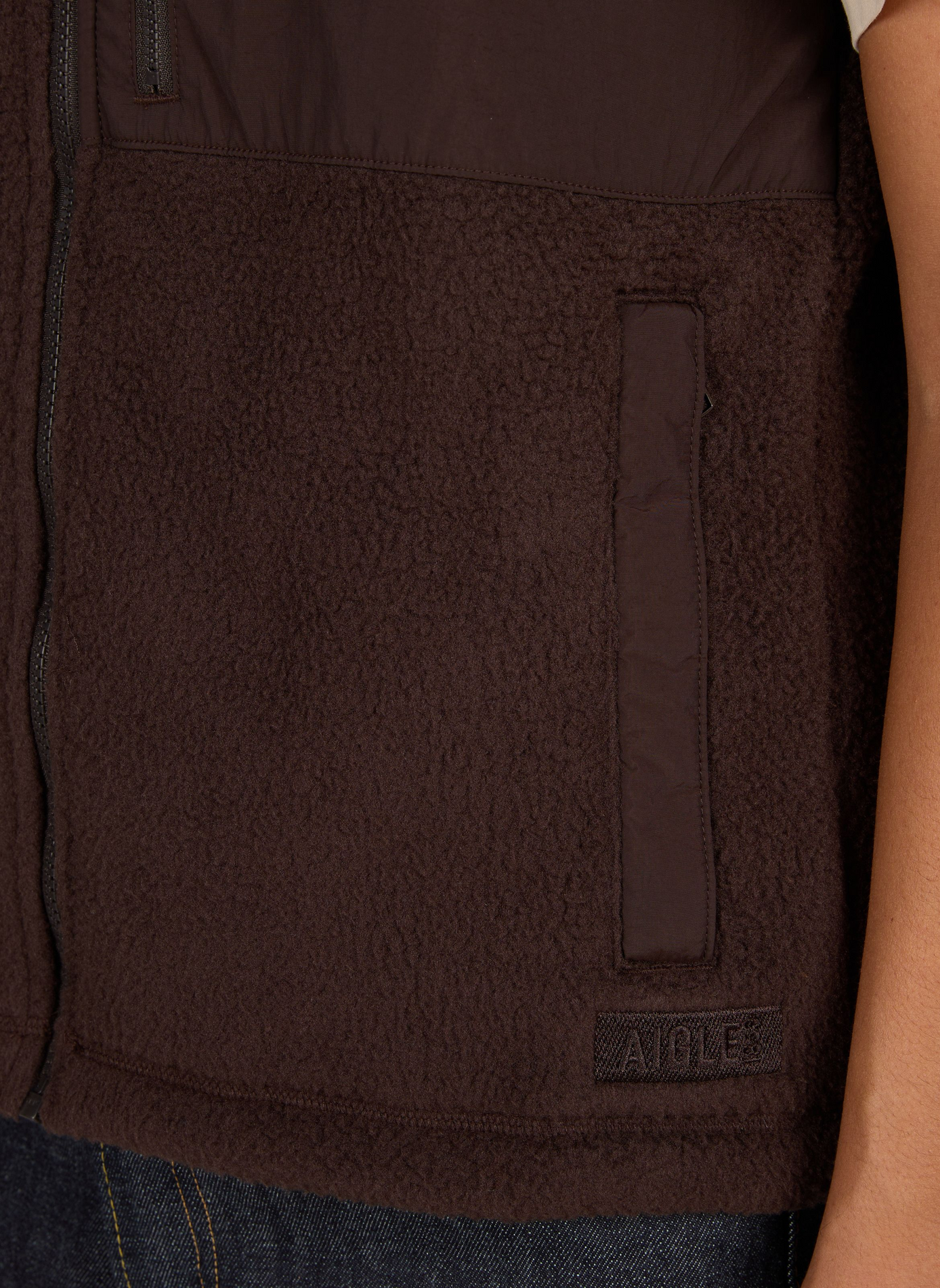 Gilet col montant droit uni AIGLE Marron