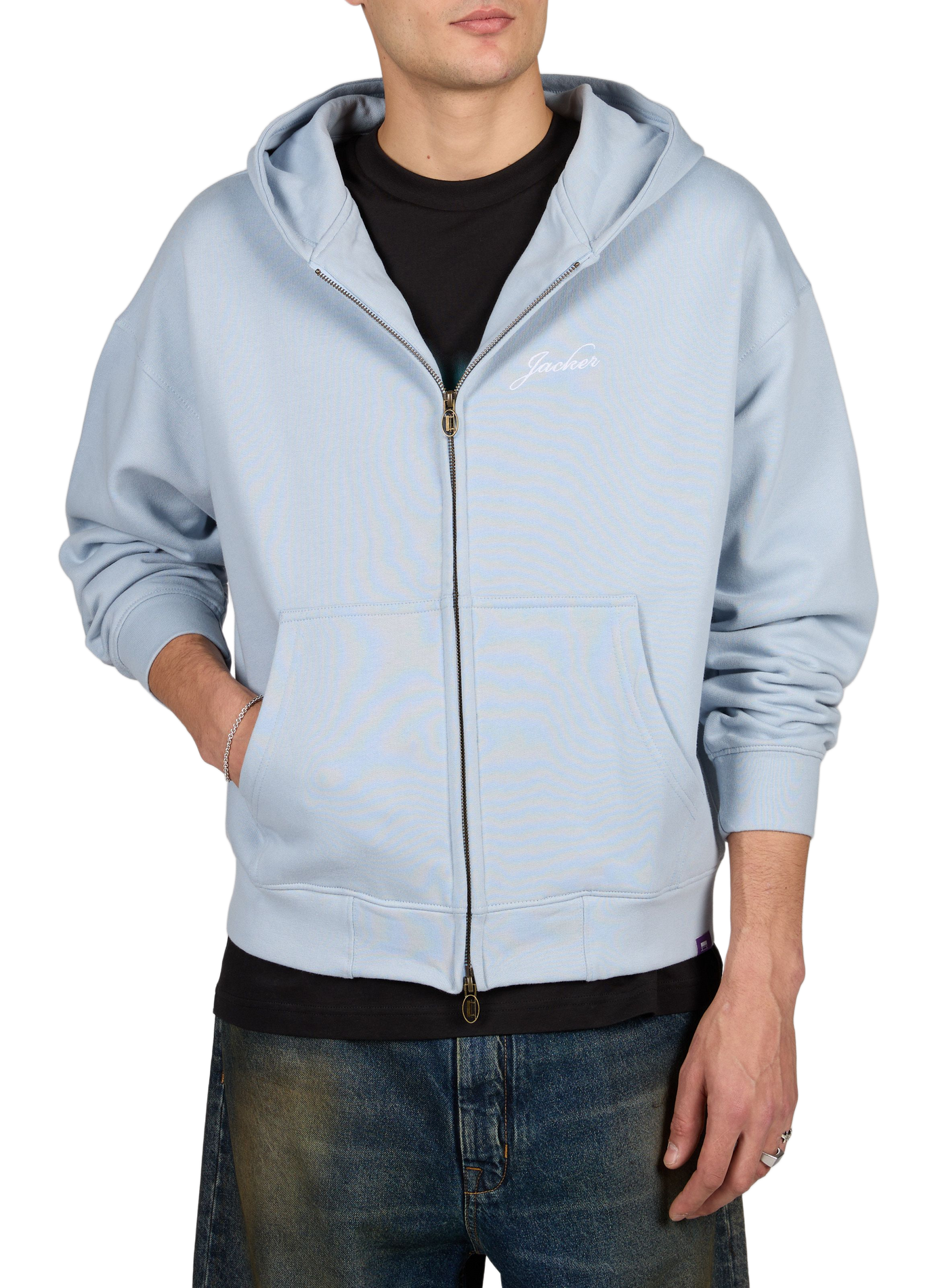 Gefütterter Baumwoll-Hoodie JACKER. Blau