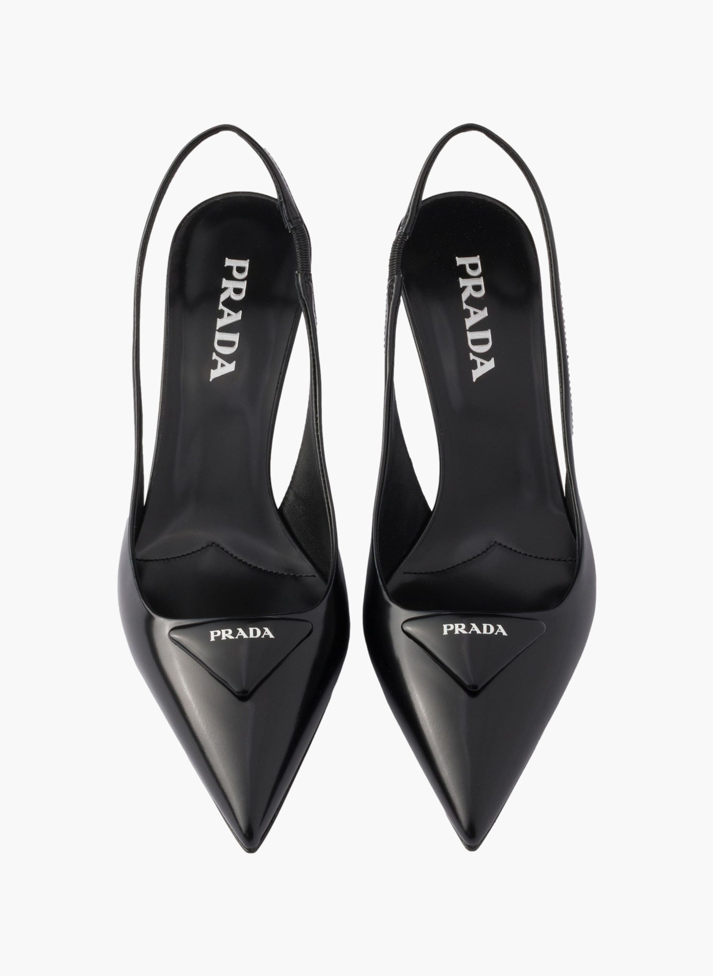 Escarpins à bride arrière en cuir brossé PRADA Noir