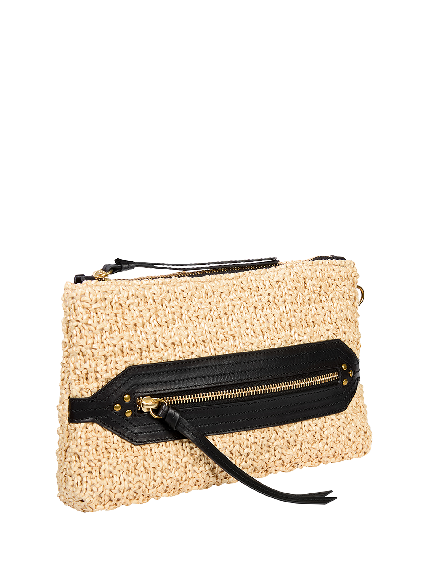 Lucky Clutch aus Raffia und Leder JÉRÔME DREYFUSS Beige