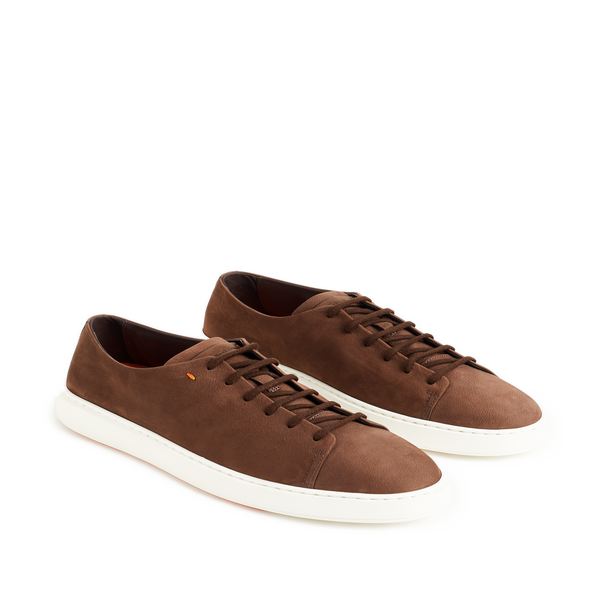 Santoni Leather Trainers In Brown