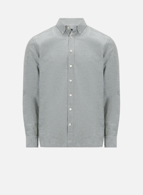 Plain linen and cotton shirt GreenHACKETT 