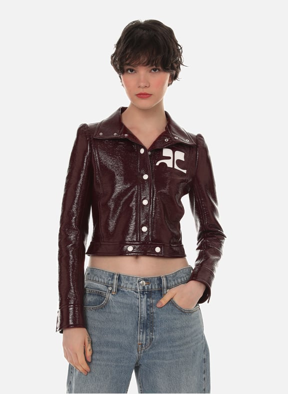 Blouson Réédition vinyle en coton mélangé Rouge by COURRÈGES COURRÈGES Blouson Réédition vinyle en coton mélangé Rouge