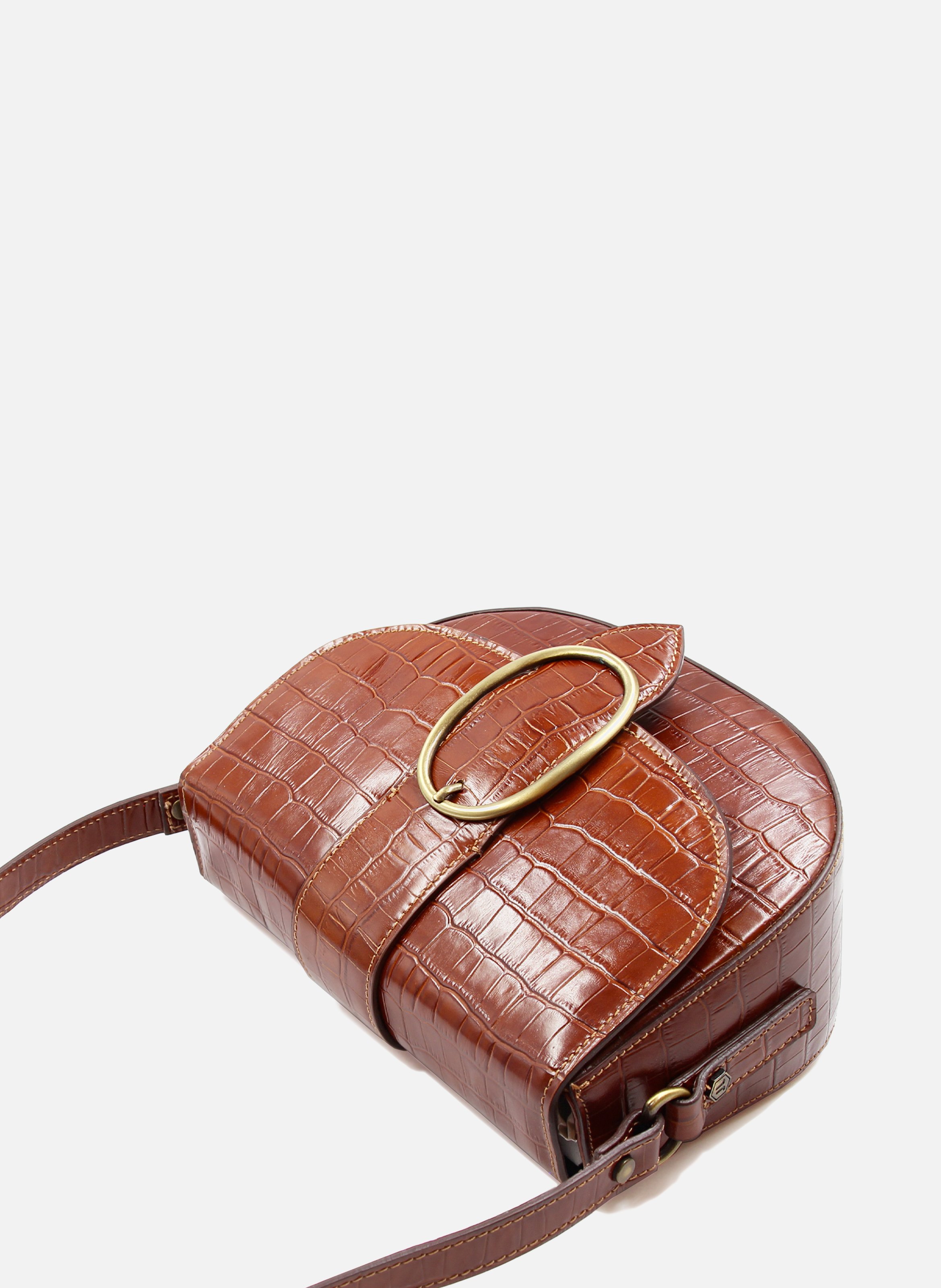 Sac boucle cuir imprimé croco JULES & JENN Marron