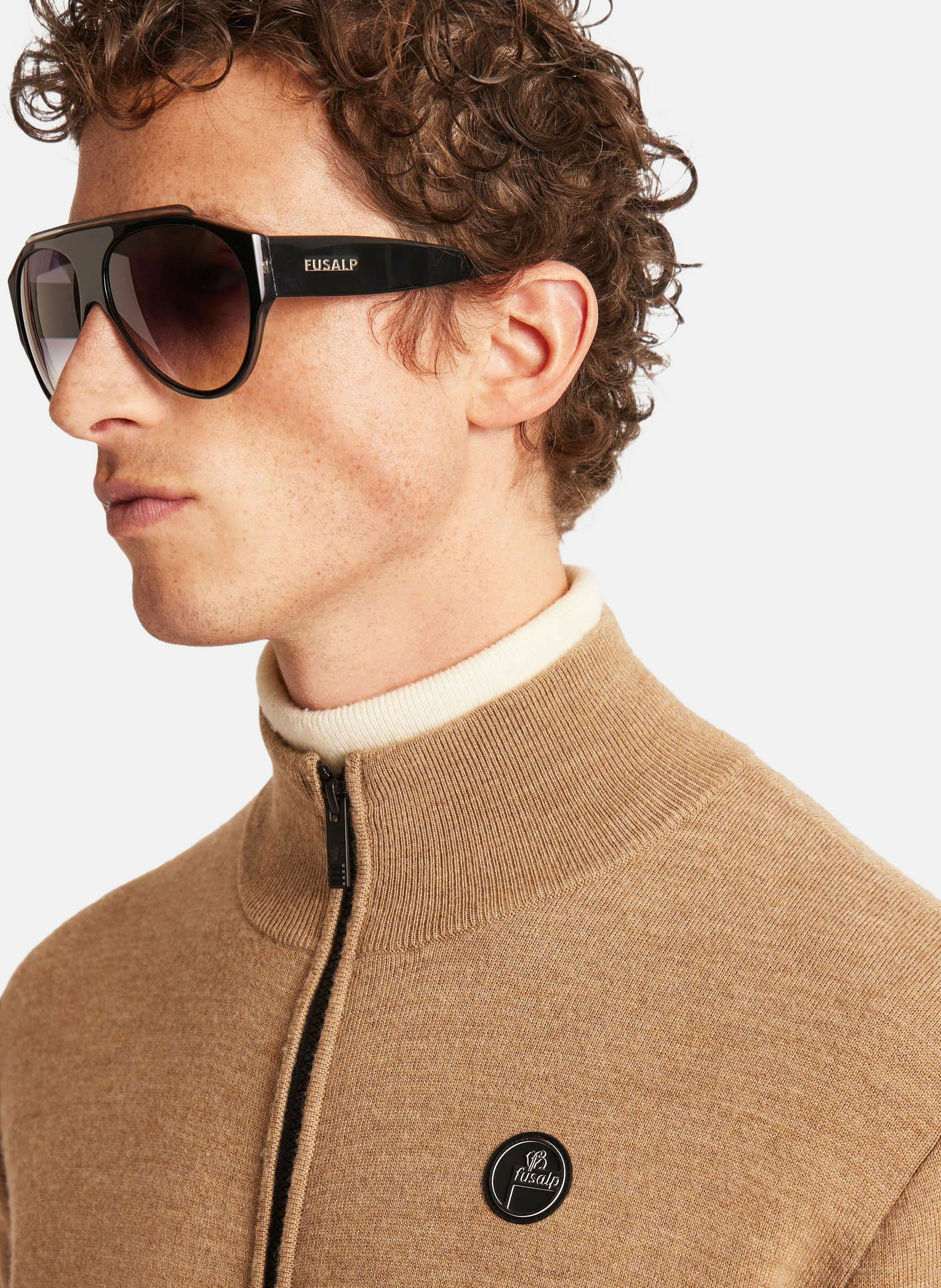 Gilet mayeul col montant coupe regular Beige