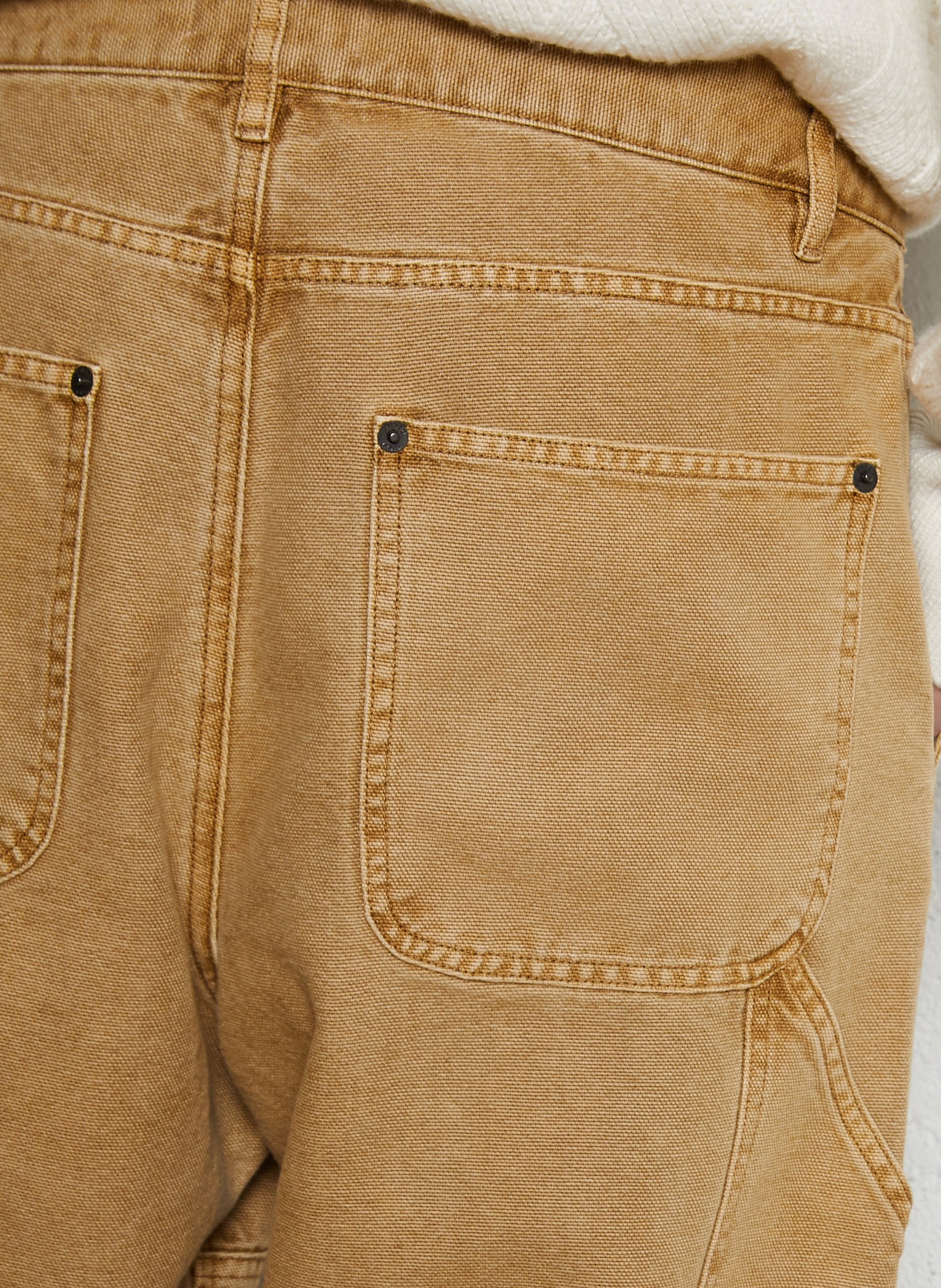 Jean délavé en toile esprit charpentier IKKS Beige