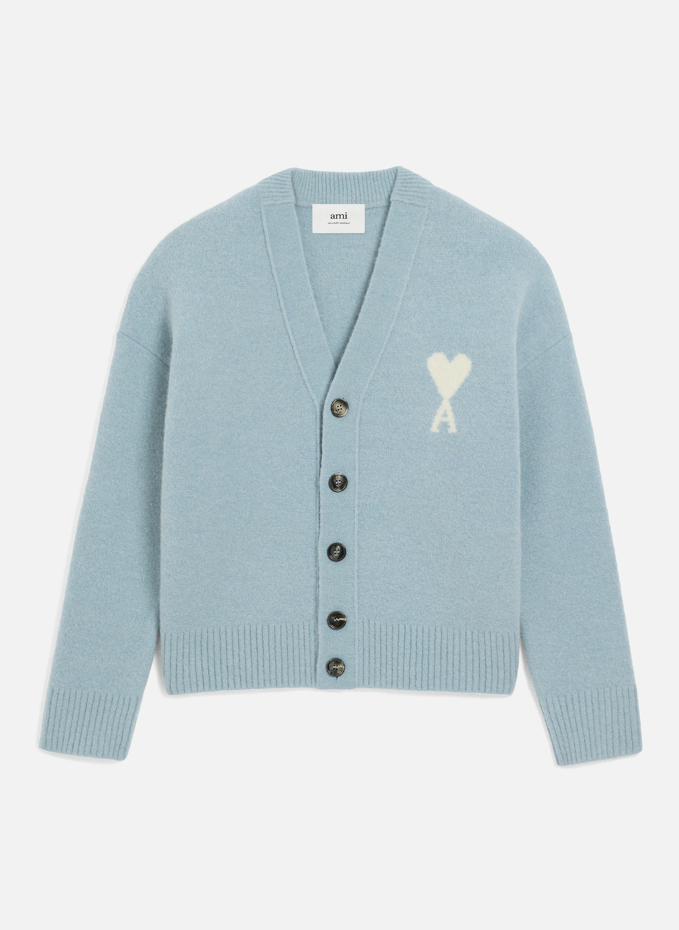 Cardigan ami de coeur en alpaga unisexe AMI PARIS Bleu
