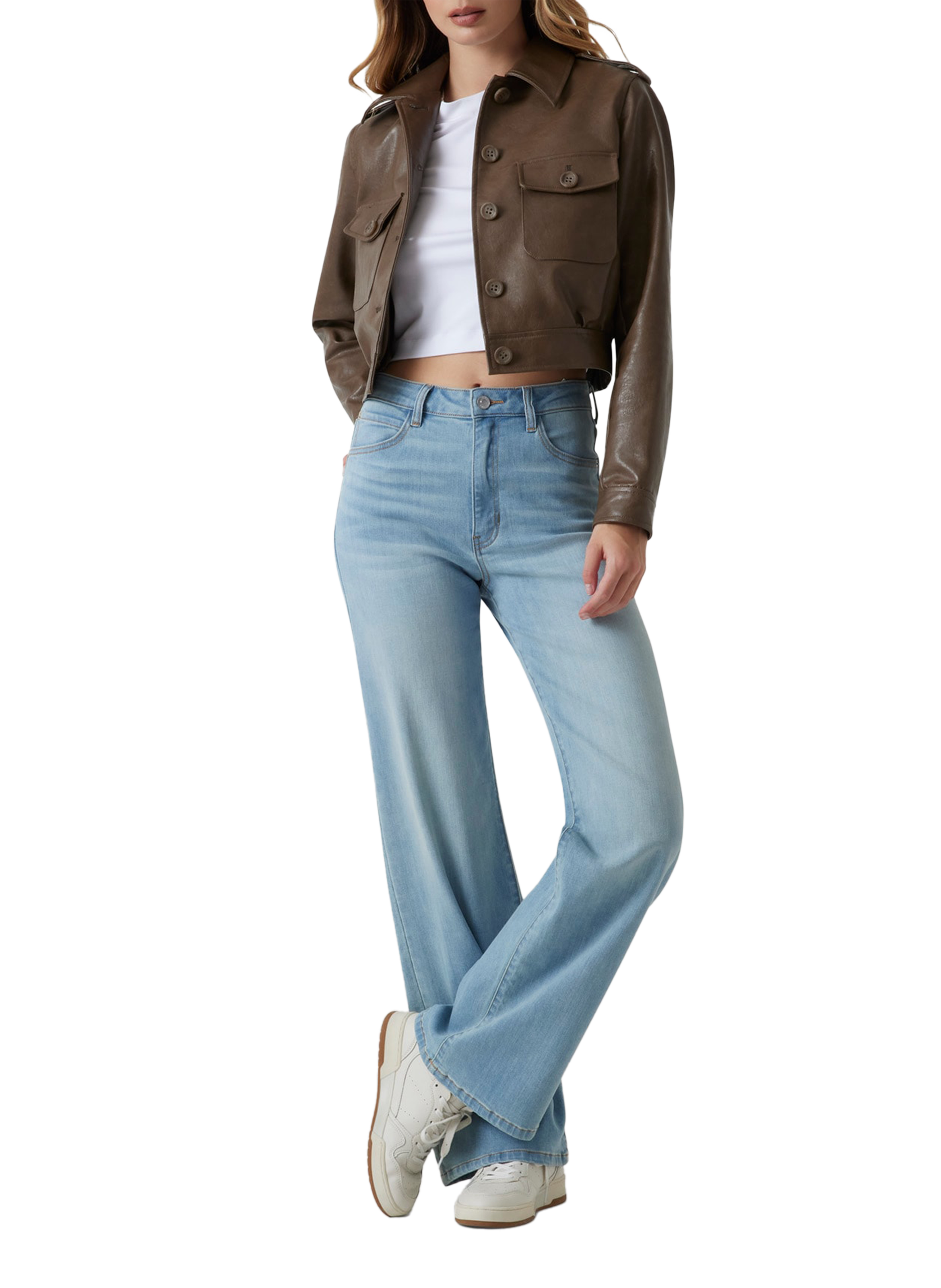 Veste en similicuir Dora GUESS Beige