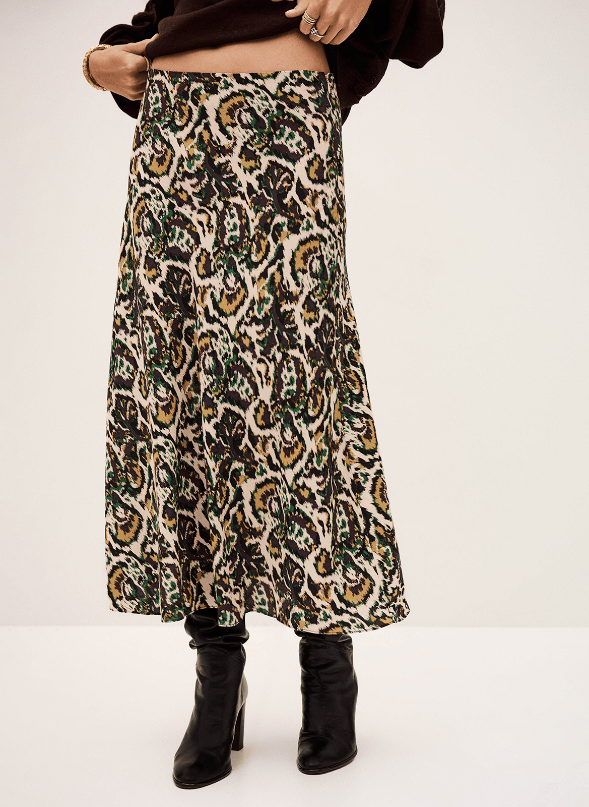 Jupe midi impimée onintia BA&SH Beige