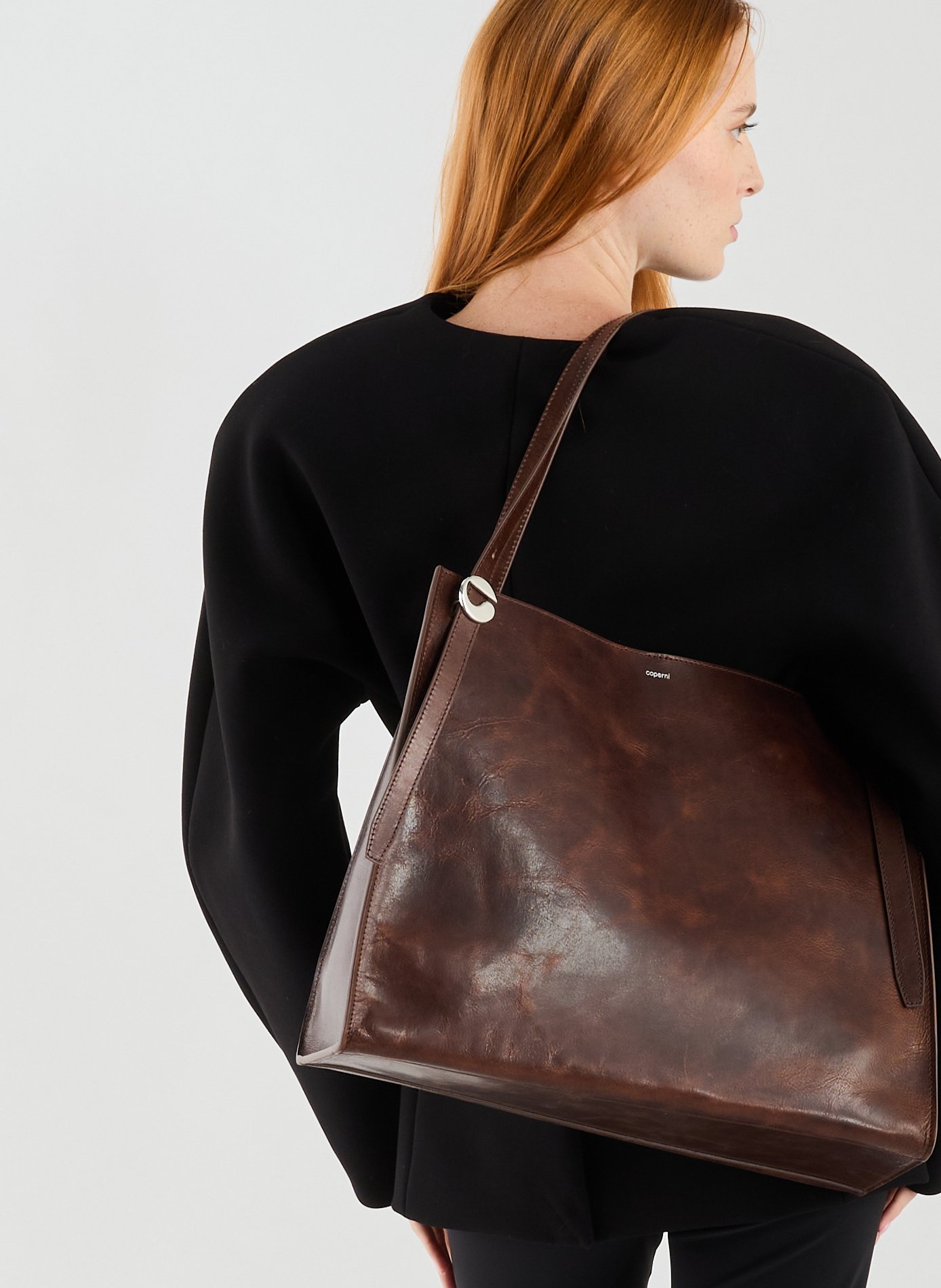 Sac cabas en cuir de vache COPERNI Marron