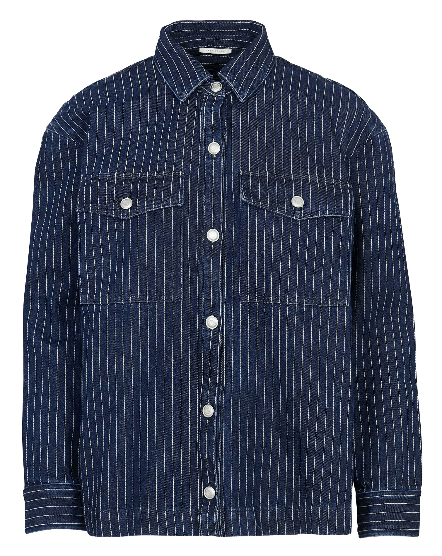 Chemise droite en coton rayé IKKS Blanc