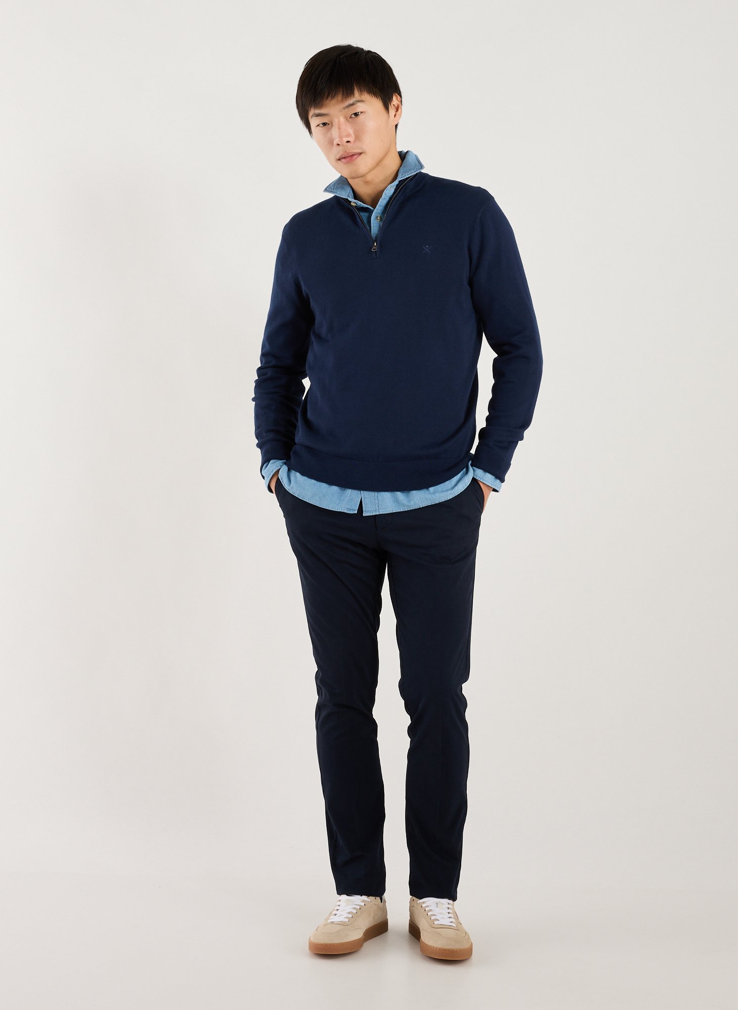 Cotton high-neck jumper HACKETT Blue