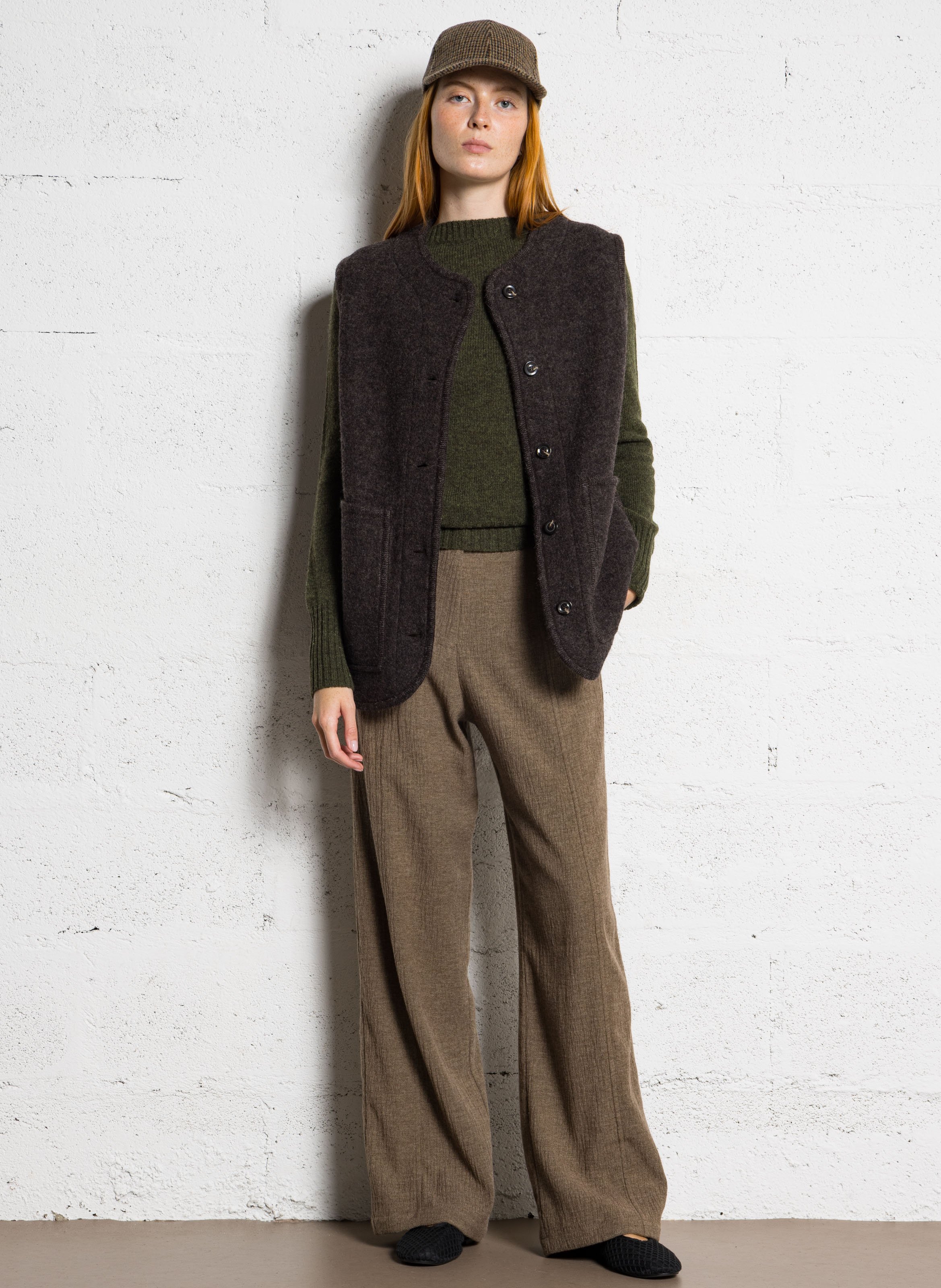 Blouson col rond en laine chicago SOEUR Marron