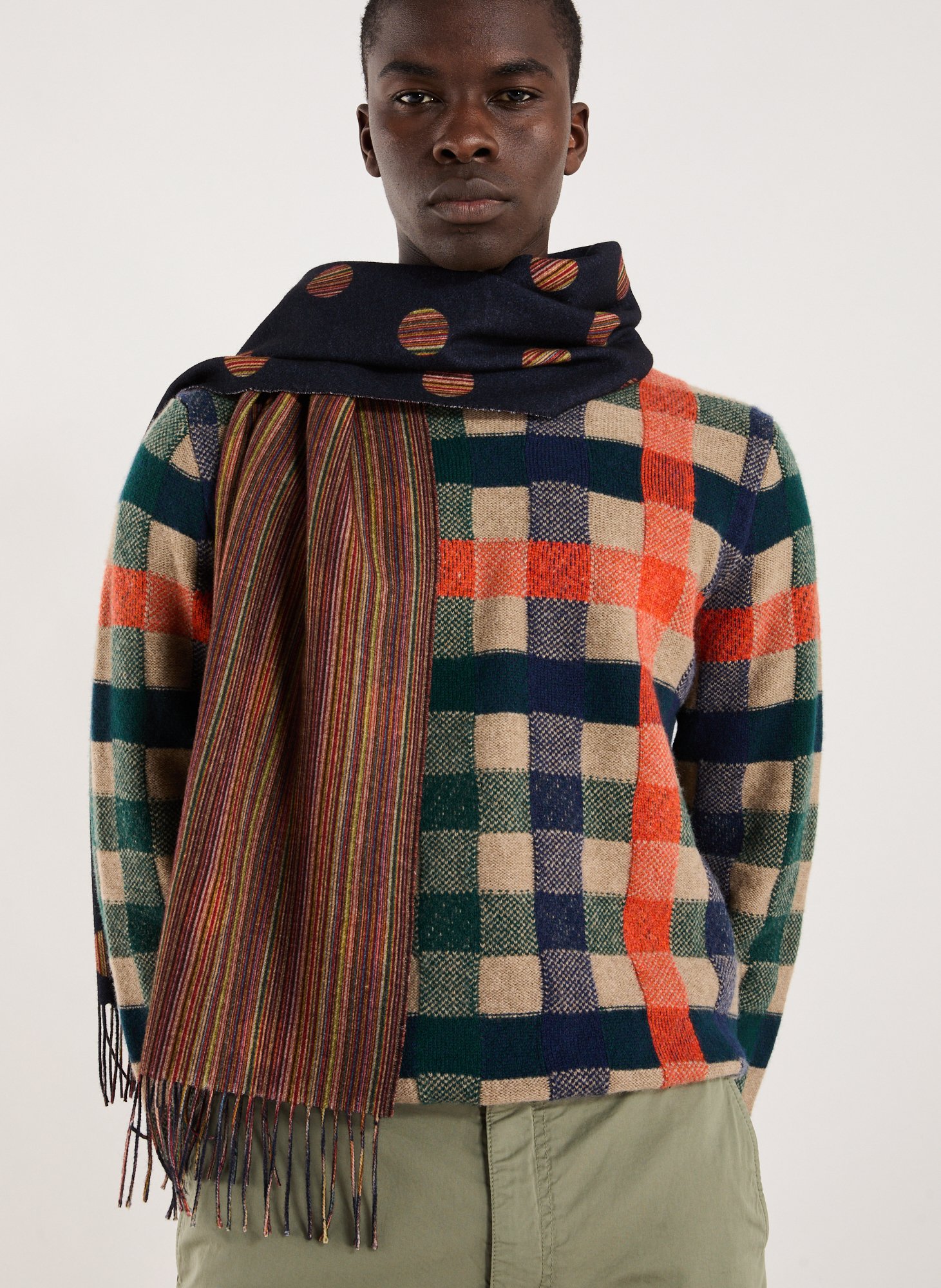 Echarpe réversible en laine Multicolore