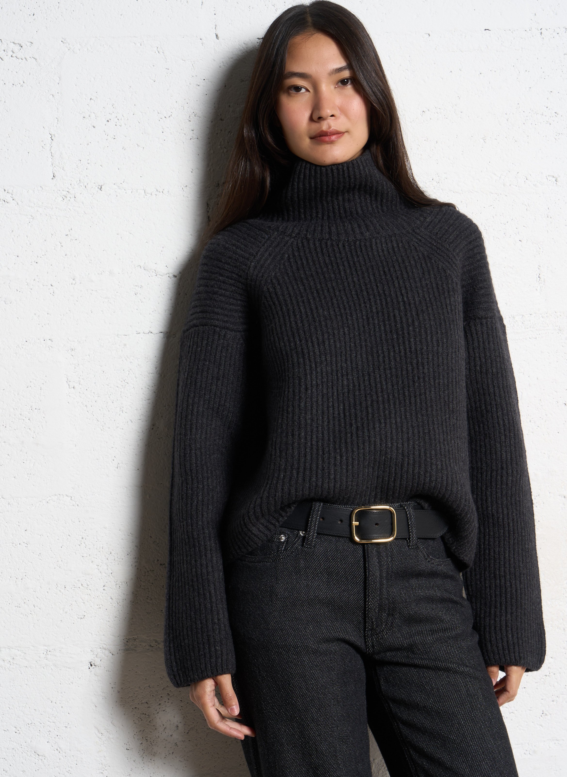 SOEUR Pull ample col roulé en laine mélangée flynn Gris