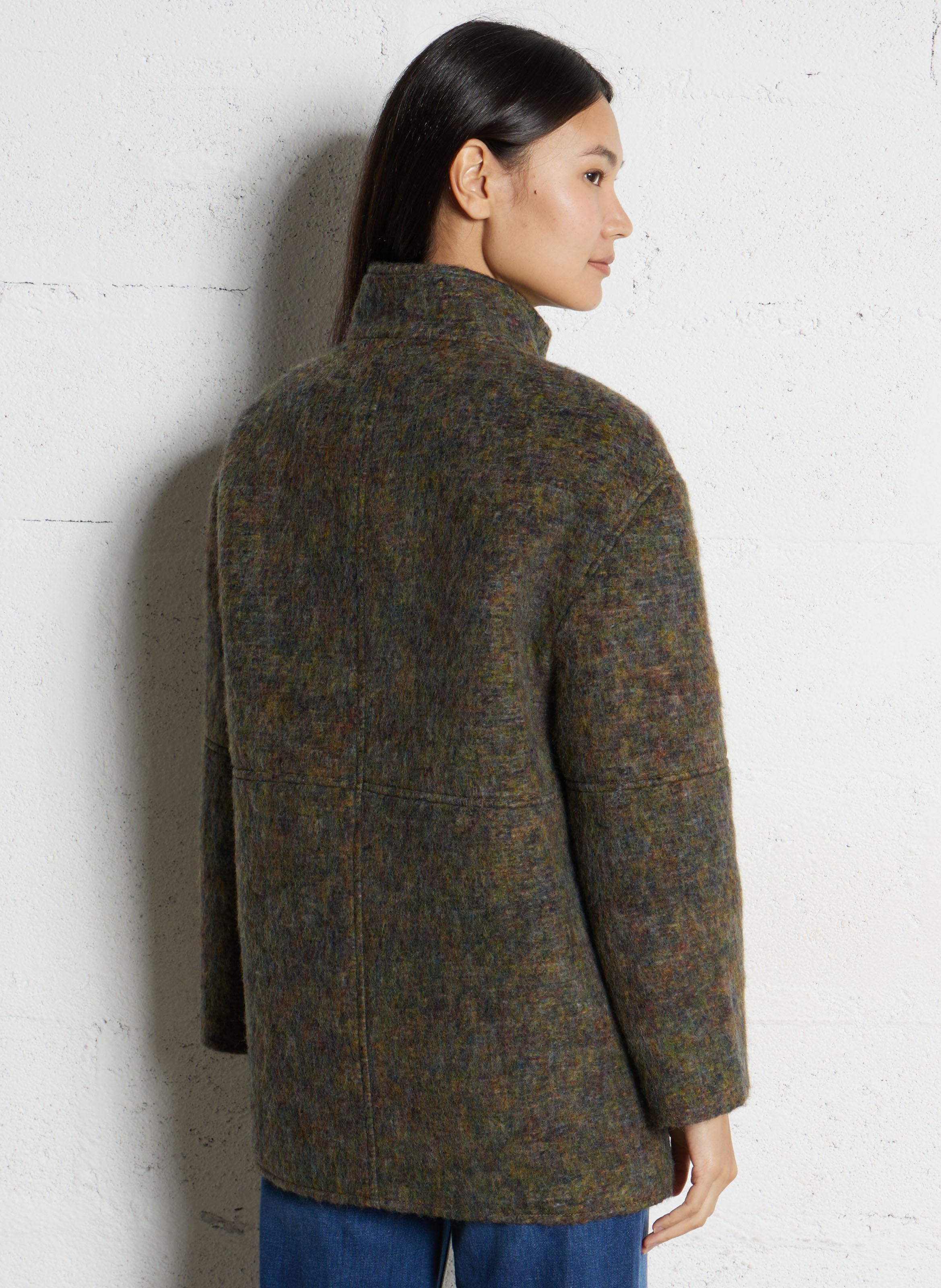 Manteau col montant en laine mélangée lamia MAISON 123 Kaki