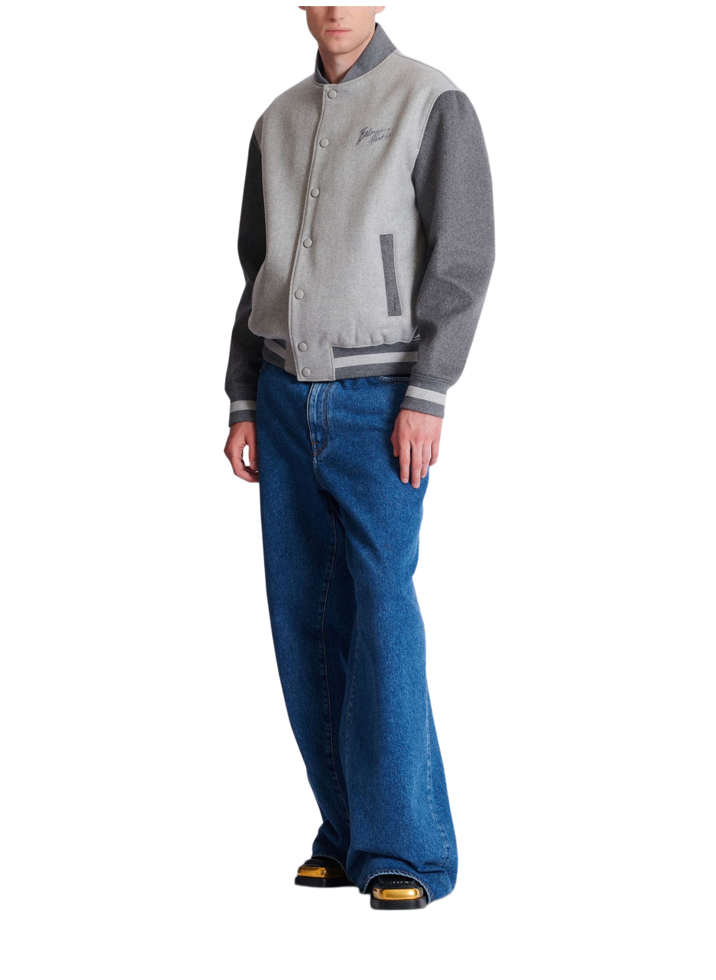 Veste varsity en laine et cachemire BALMAIN Gris