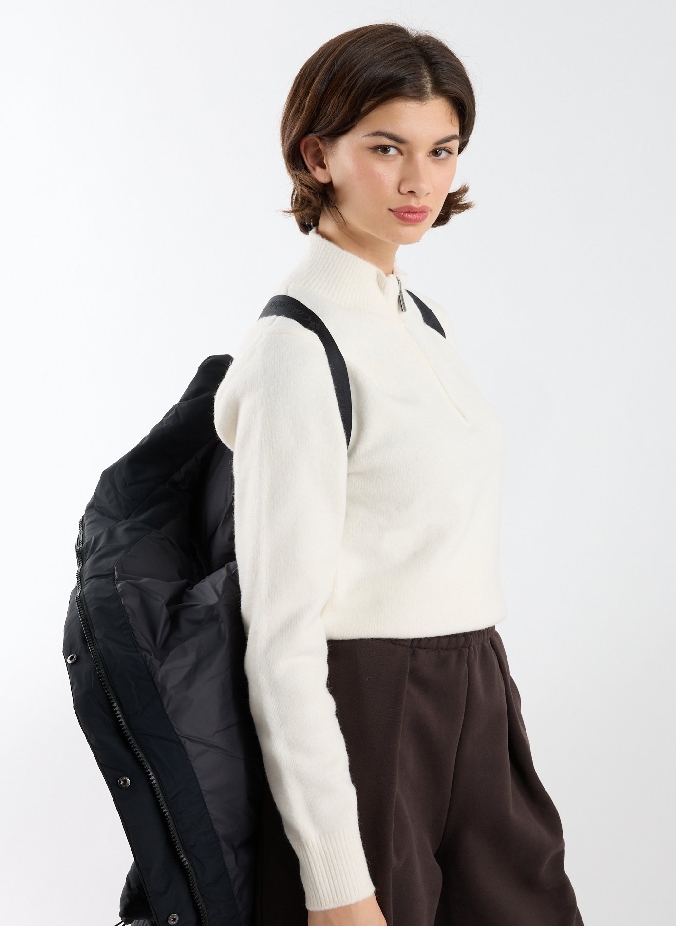 Hooded straight-fit padded jacket COLUMBIA Black