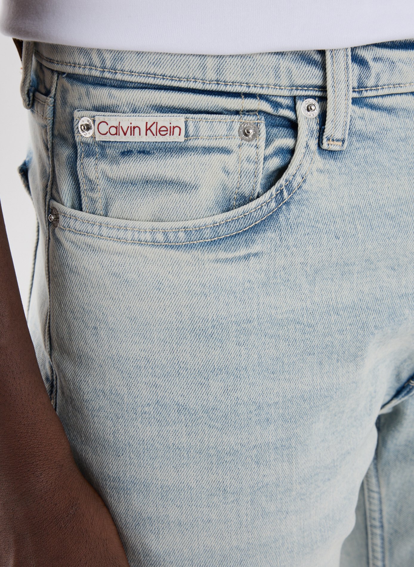 Jean droit en coton et laine mélangés CALVIN KLEIN Bleu