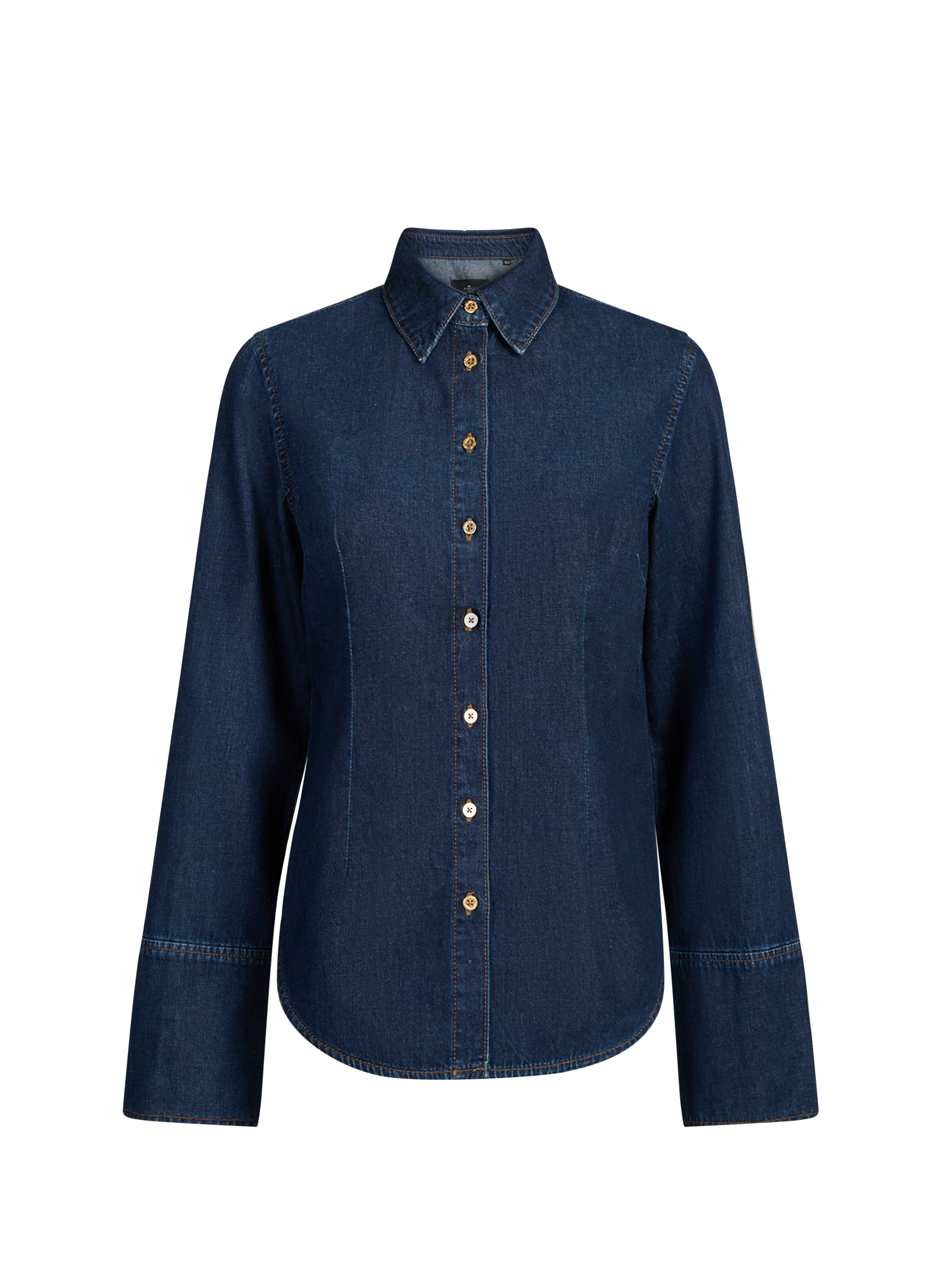 Denim shirt with classic cotton collar 7 FOR ALL MANKIND Blue
