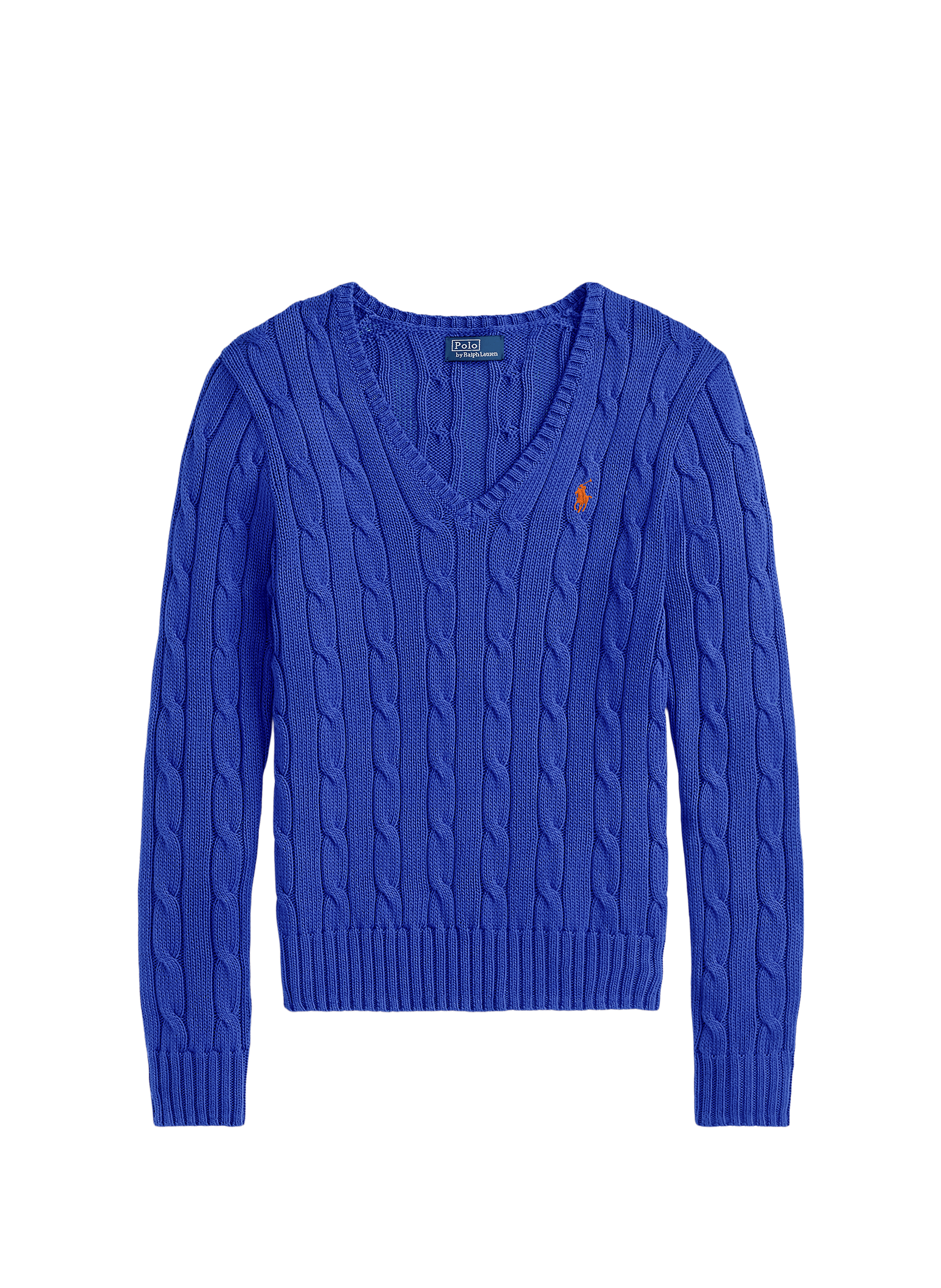 Pull col V en coton POLO RALPH LAUREN Bleu