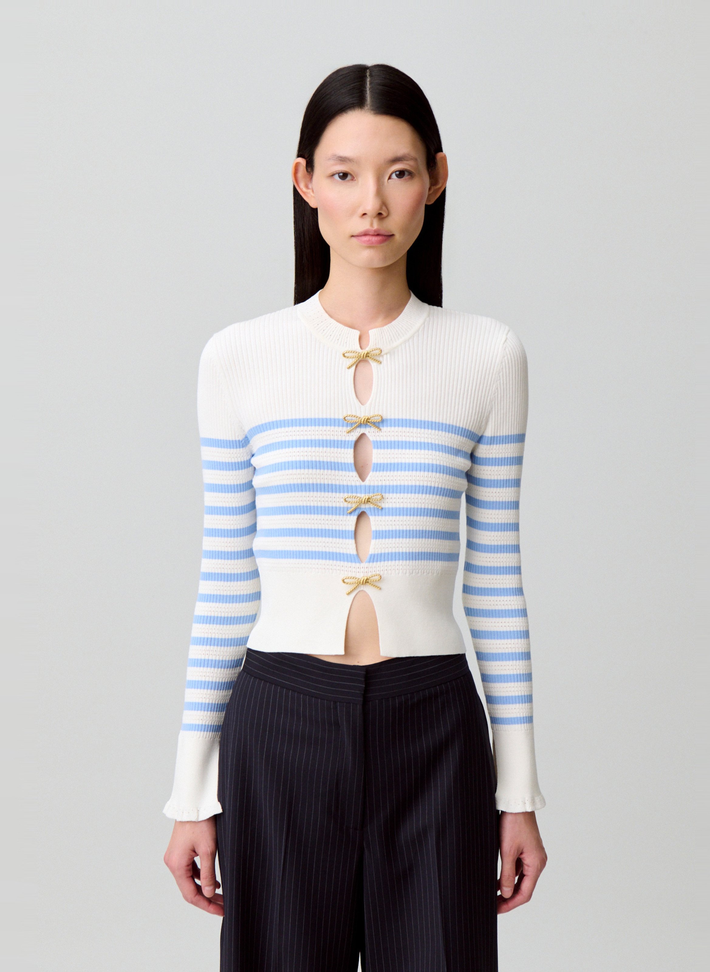 Top col rond à rayures CLAUDIE PIERLOT Multicolore