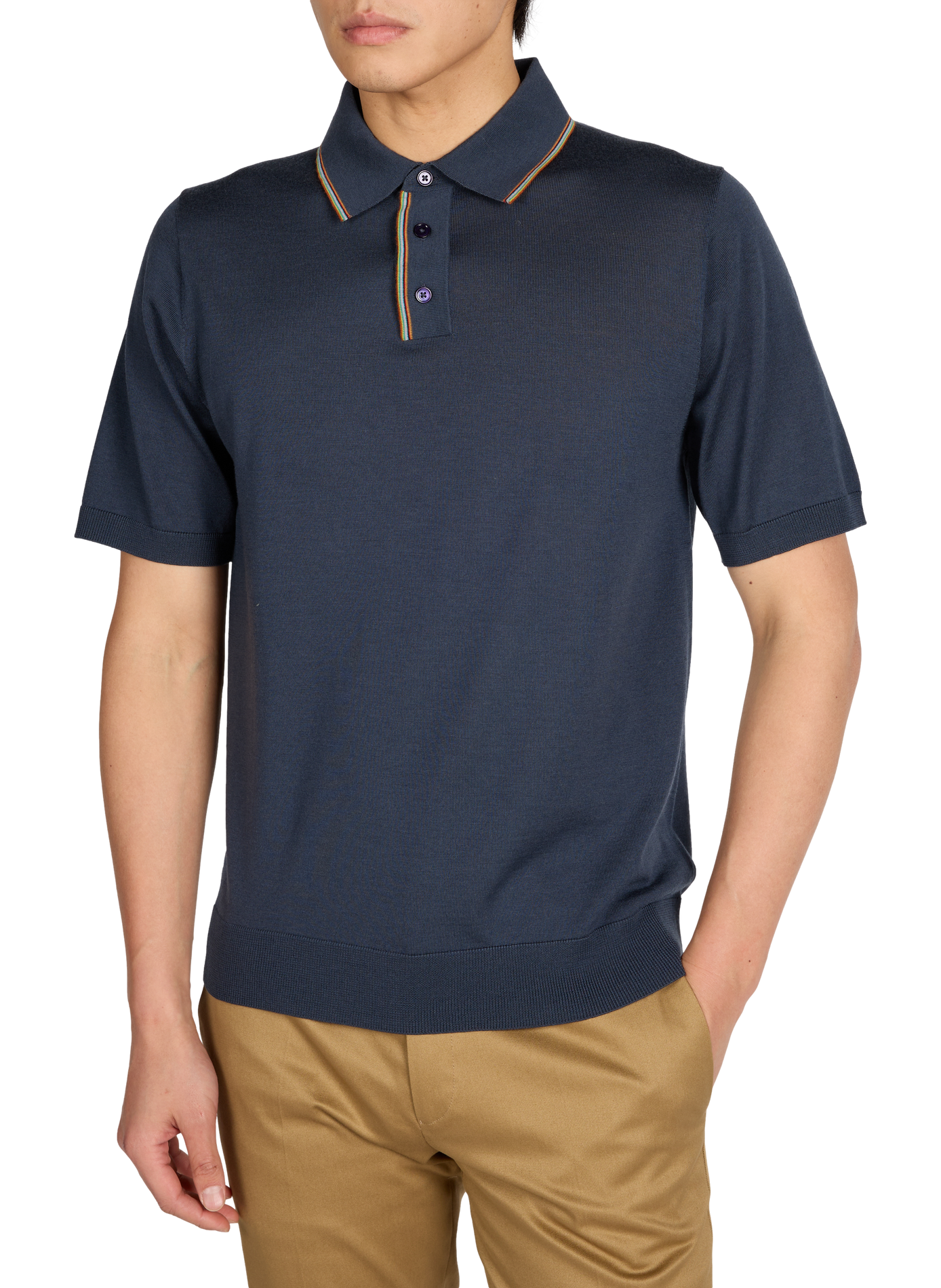 Polo à manches courtes en laine mérinos PAUL SMITH Gris