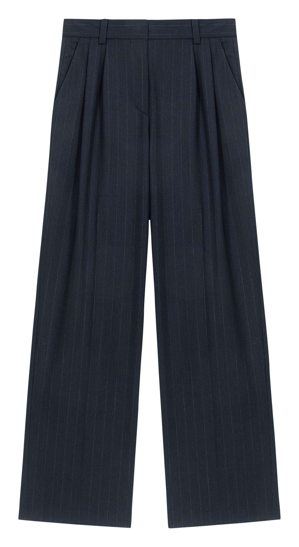 Pantalon de tailleur à rayures en laine mélangée MAJE Bleu