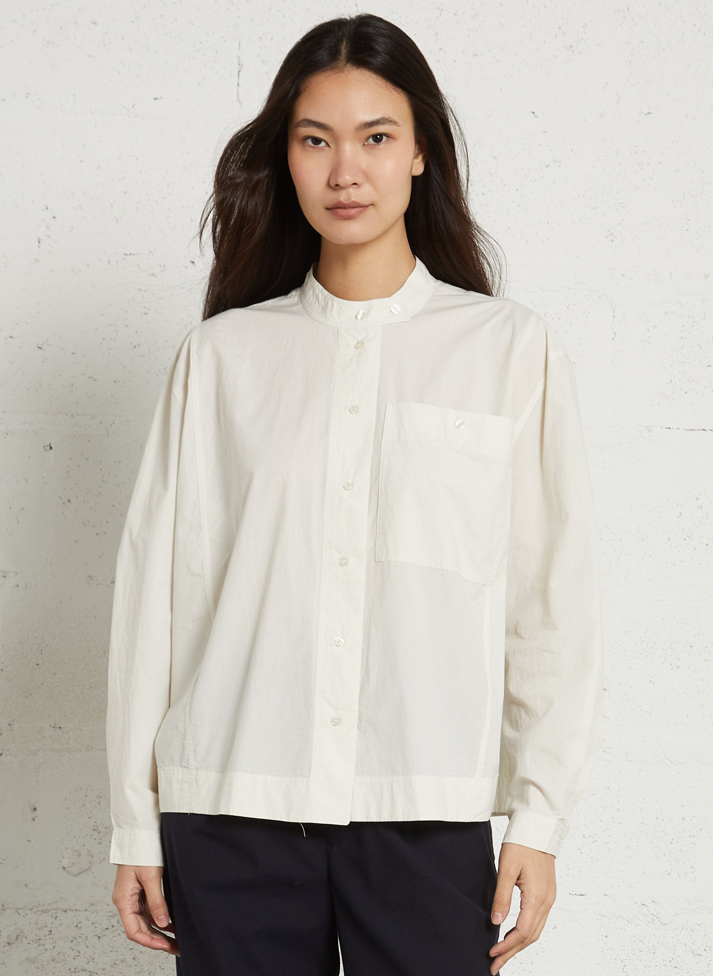 Chemise col rond en coton bio Chypre SOEUR Blanc