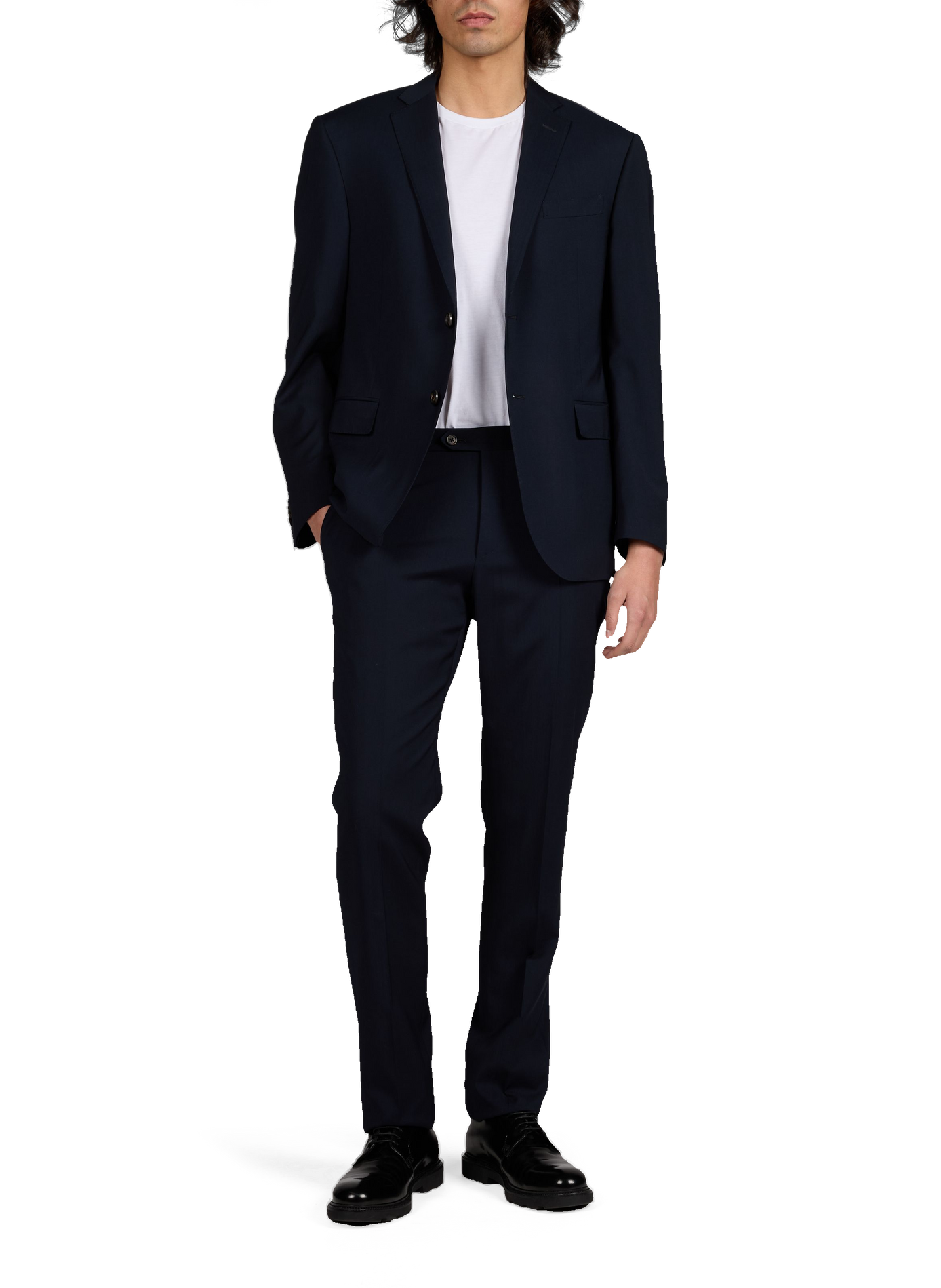 Costume uni en laine vierge CORNELIANI Bleu