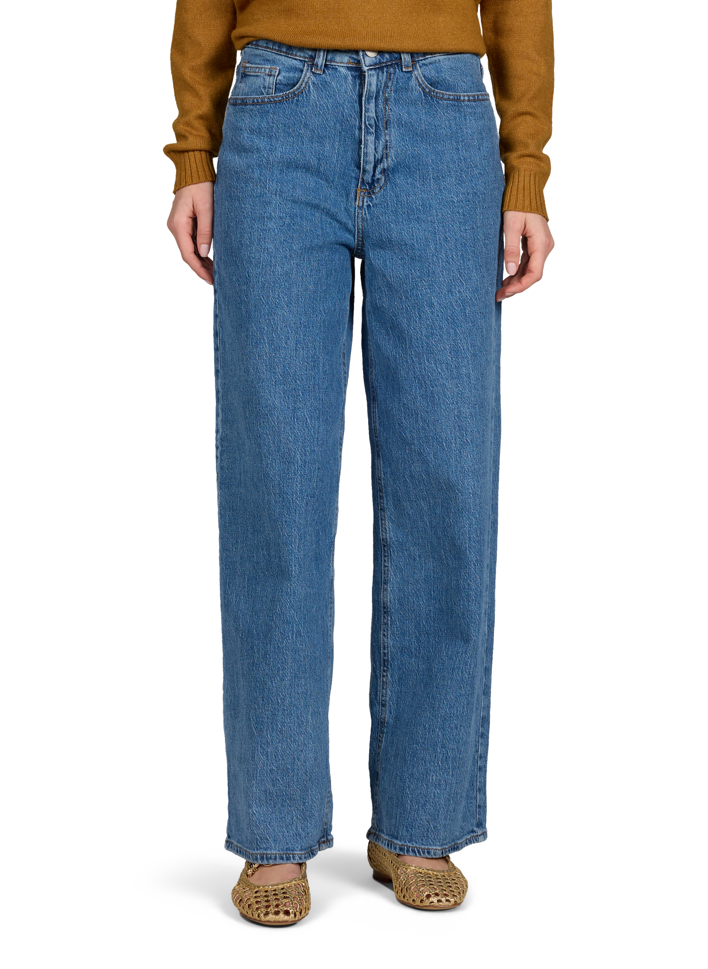 Jean droit en coton VILA Bleu