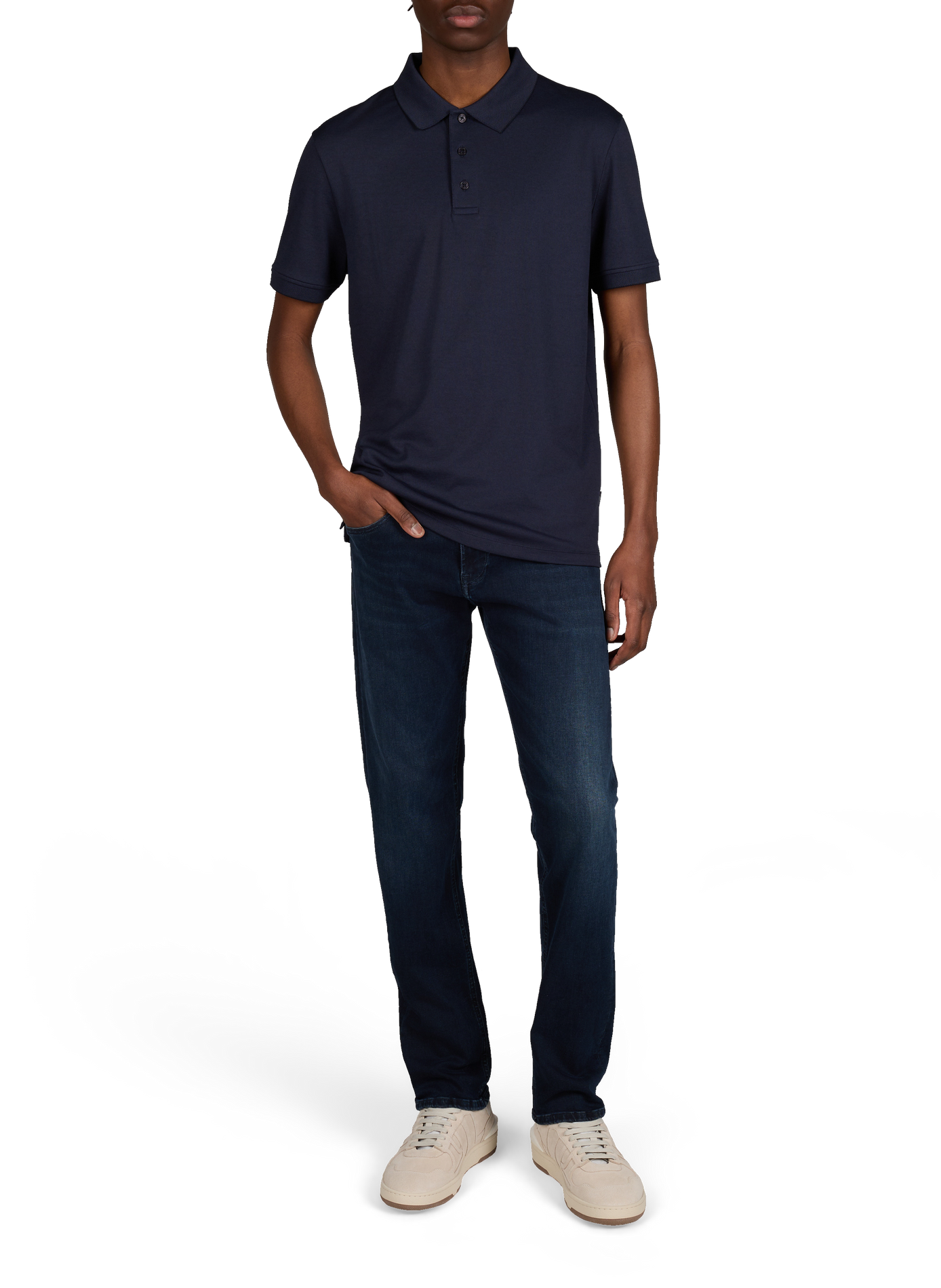 Solid short-sleeve polo in blended cotton STRELLSON Blue