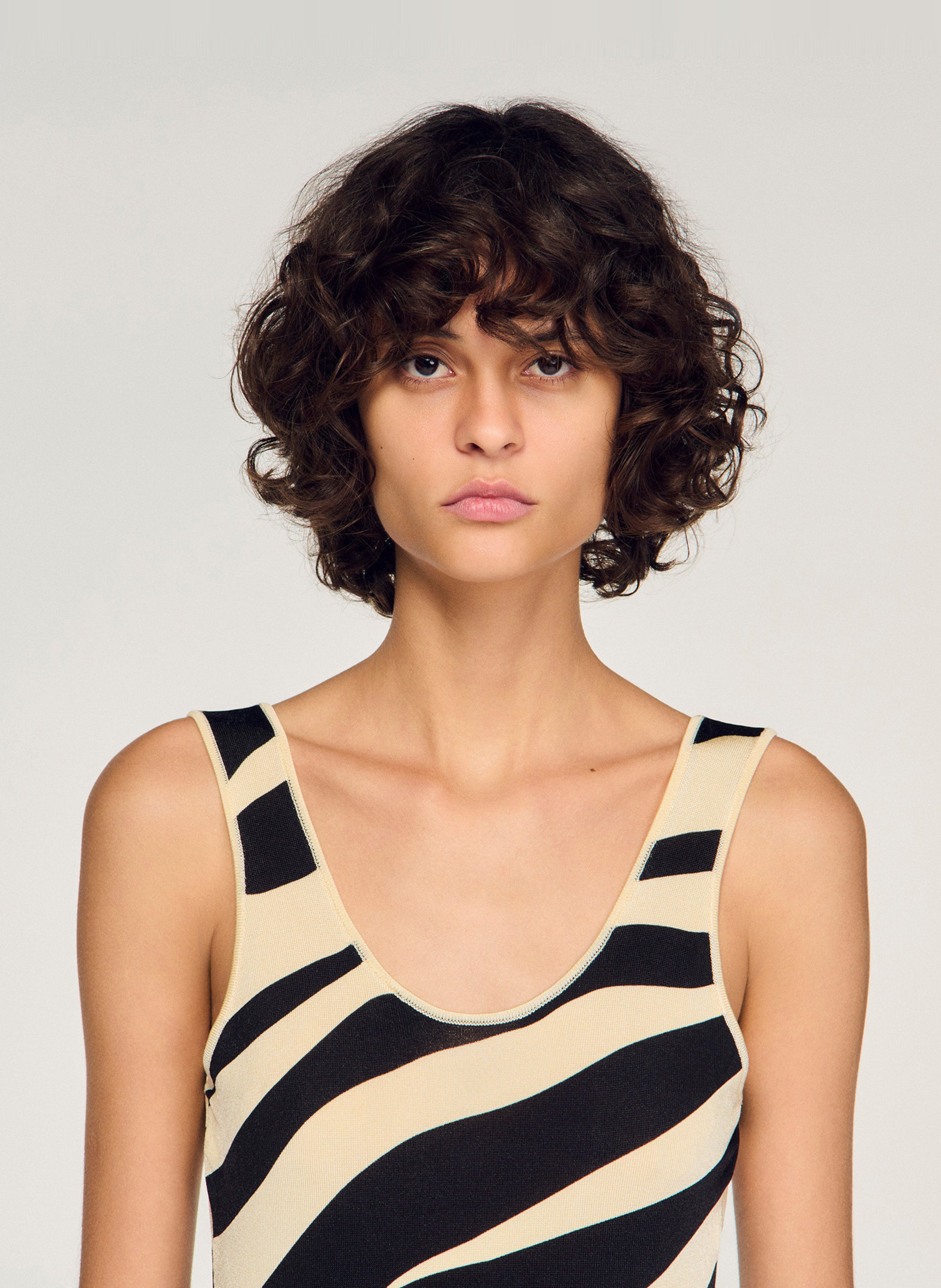 Body moulant zébré SANDRO Blanc