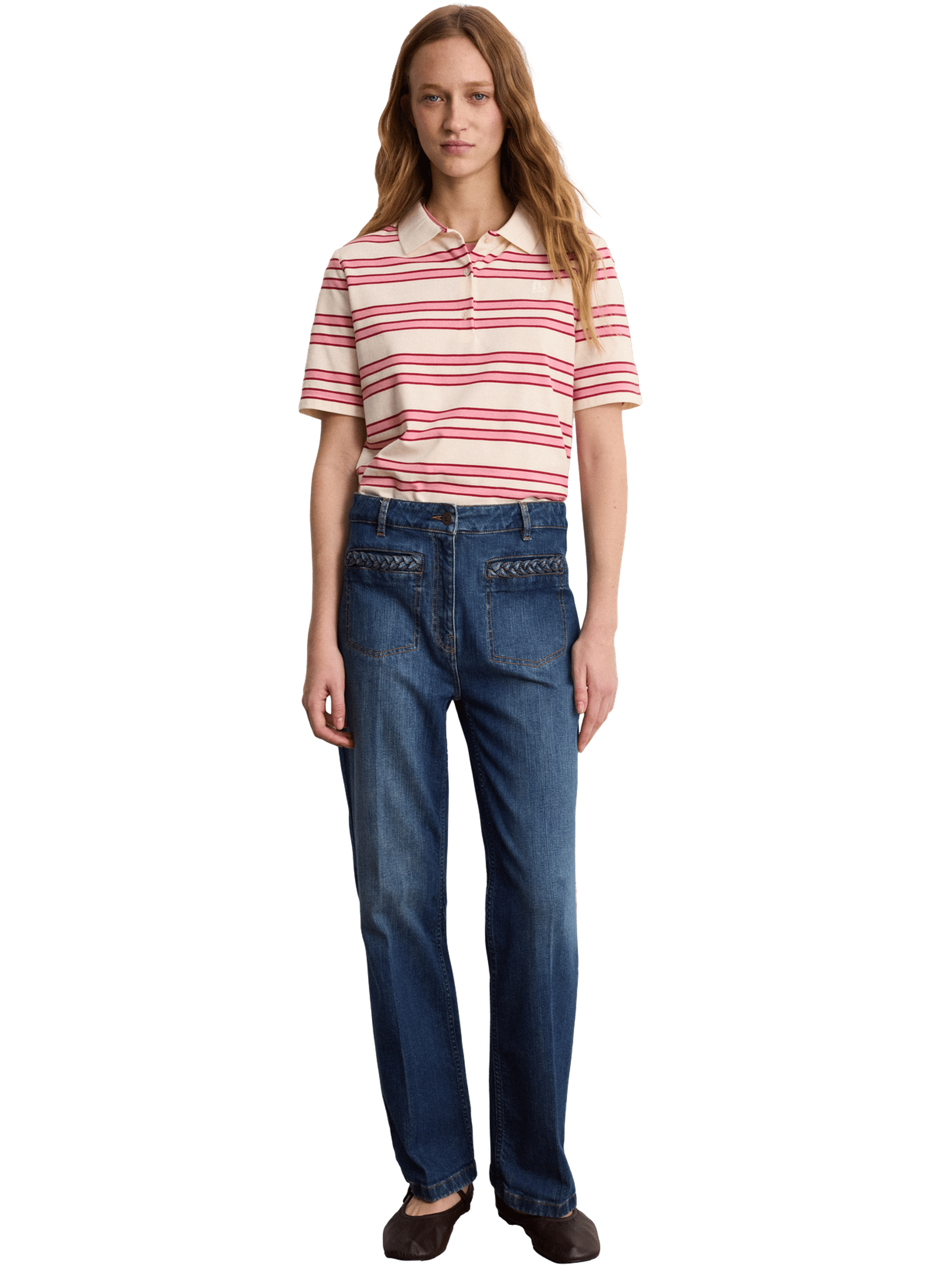 Jean droit à tresses en denim brut - bronte PABLO Bleu