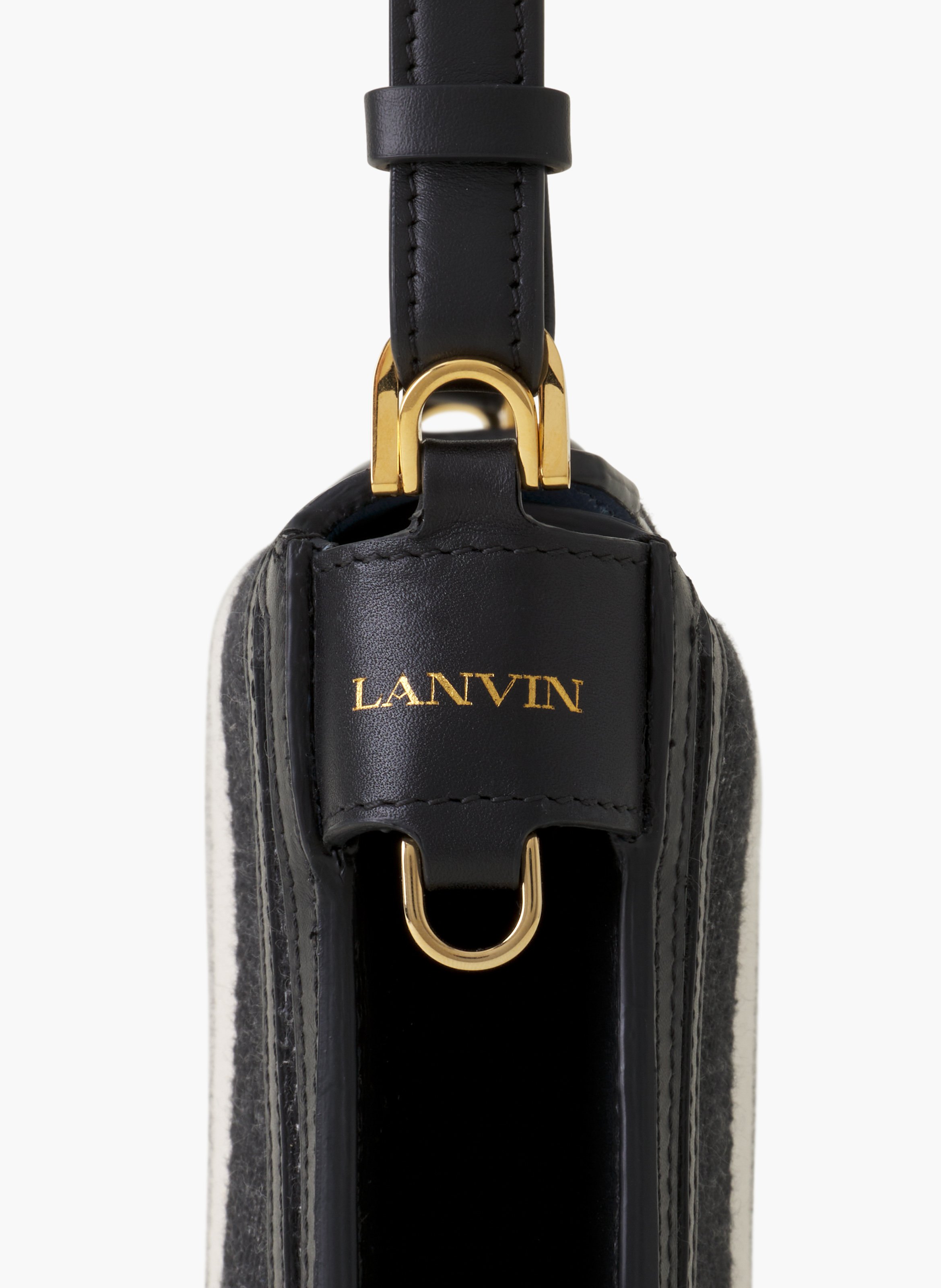 Sac compagnon 20 en toile rayée LANVIN Gris