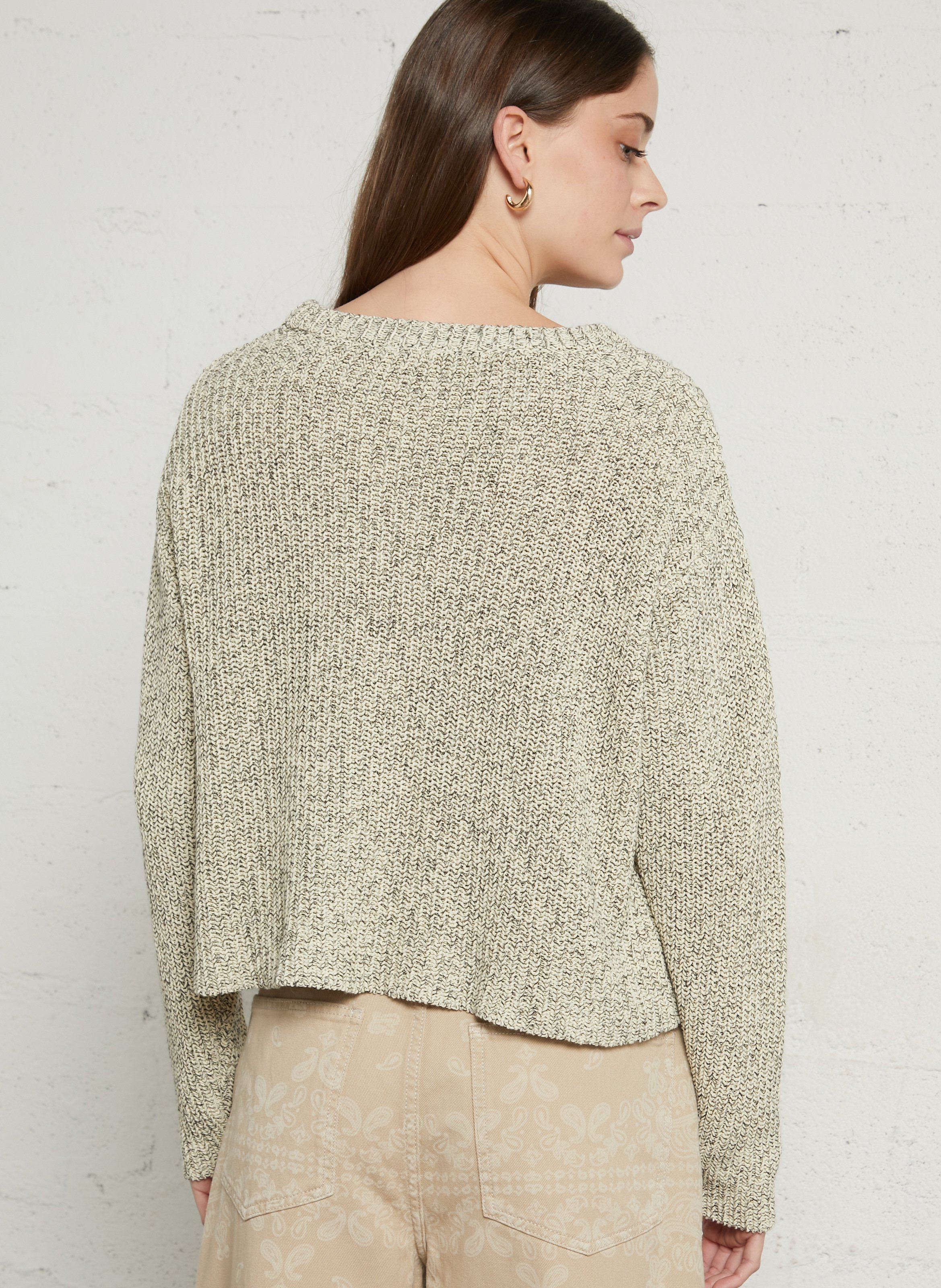 Pull droit col rond en coton bio twily AMERICAN VINTAGE Jaune