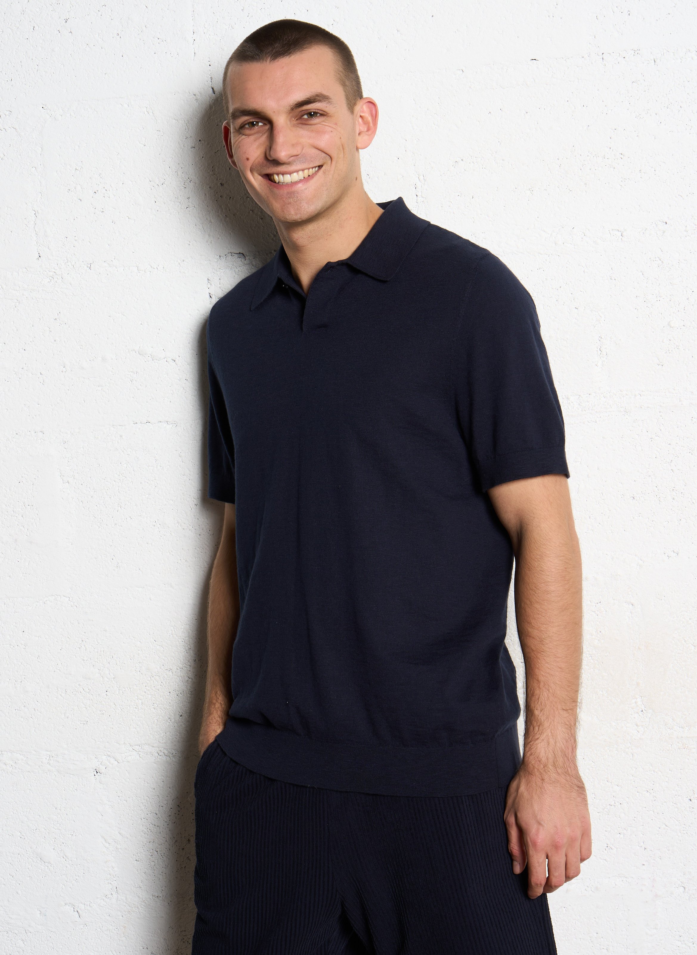 Polo droit en coton mélangé IKKS Bleu