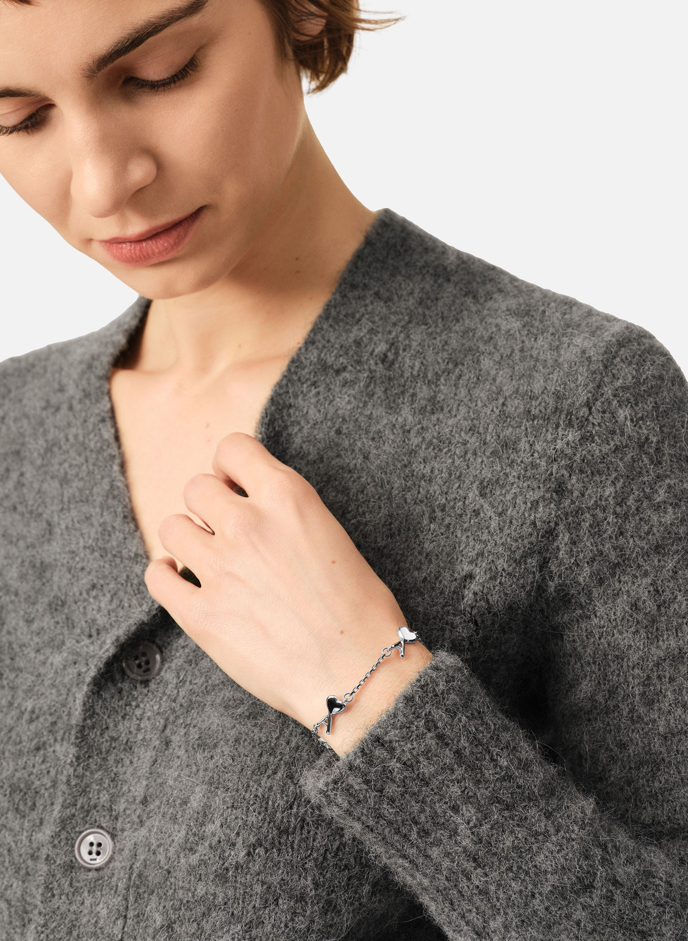Bracelet unisexe en laiton ami de coeur martelé AMI PARIS Multicolore