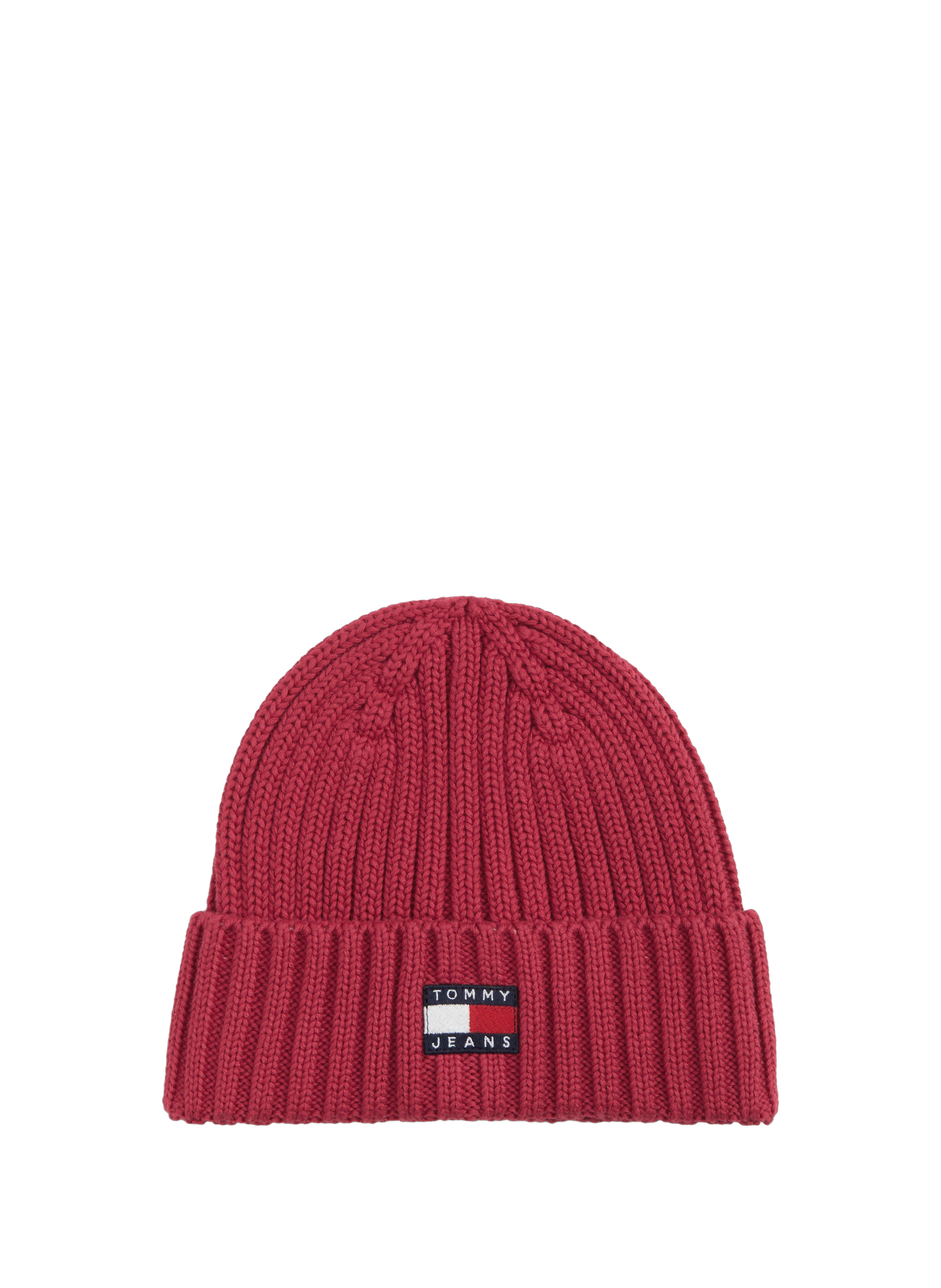 Bonnet côtelé Heritage à logo en coton TOMMY HILFIGER Rouge