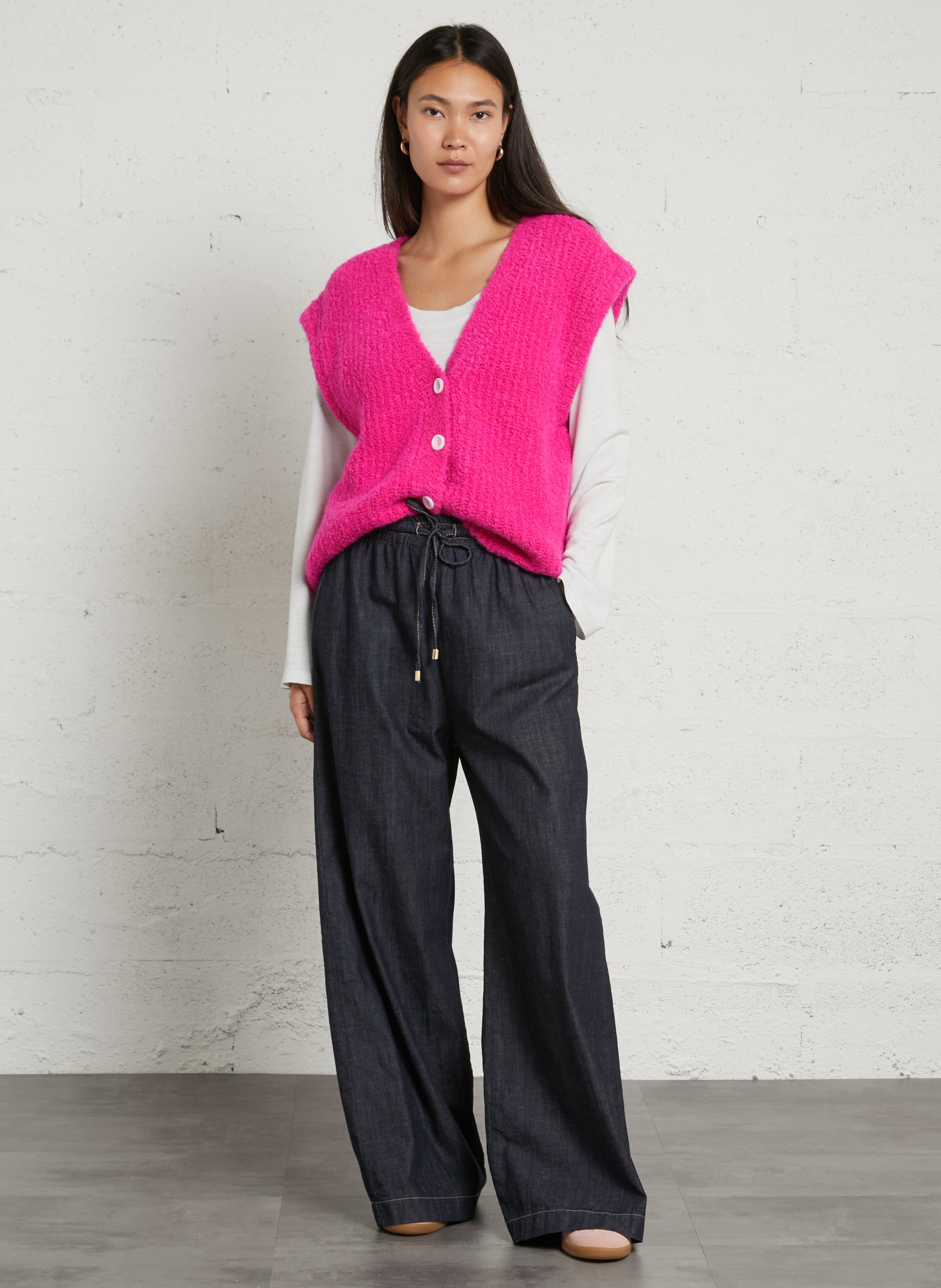 Gilet oversize en laine mélangée zolly AMERICAN VINTAGE Rose