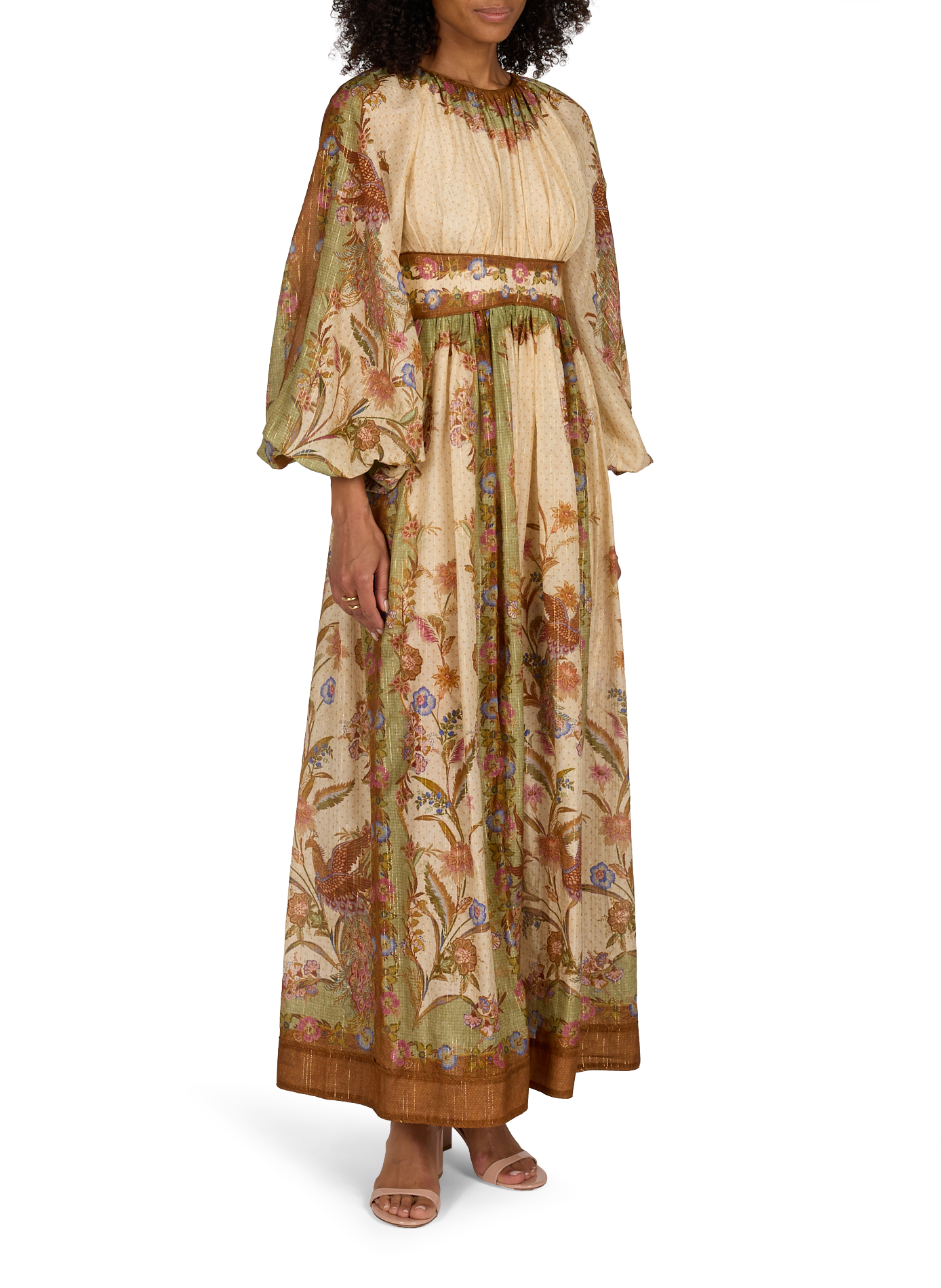 Cinched waist maxi dress with floral print "Indra" ZIMMERMANN Khaki