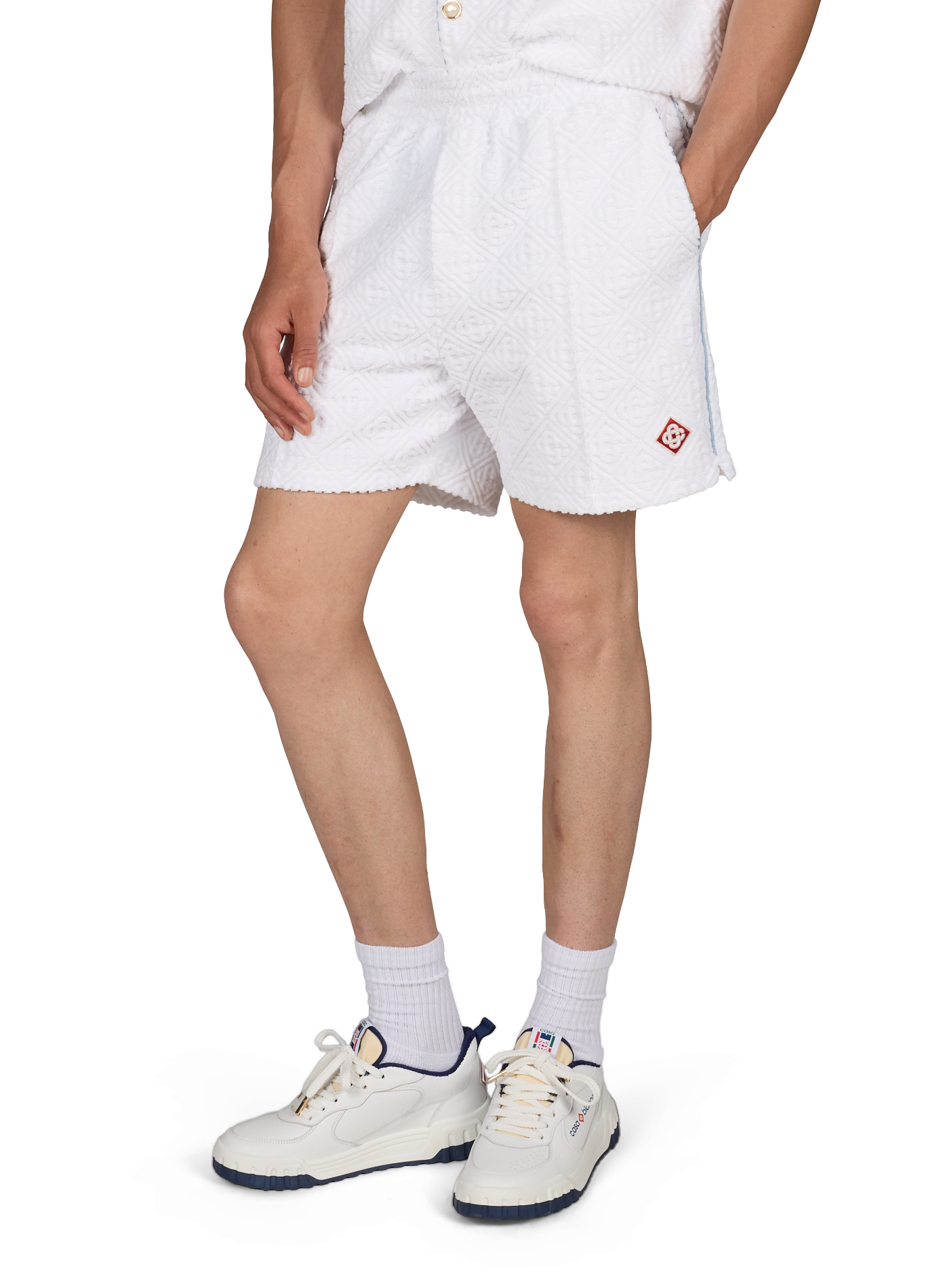Short texturé en tissu éponge en coton mélangé CASABLANCA PARIS Blanc